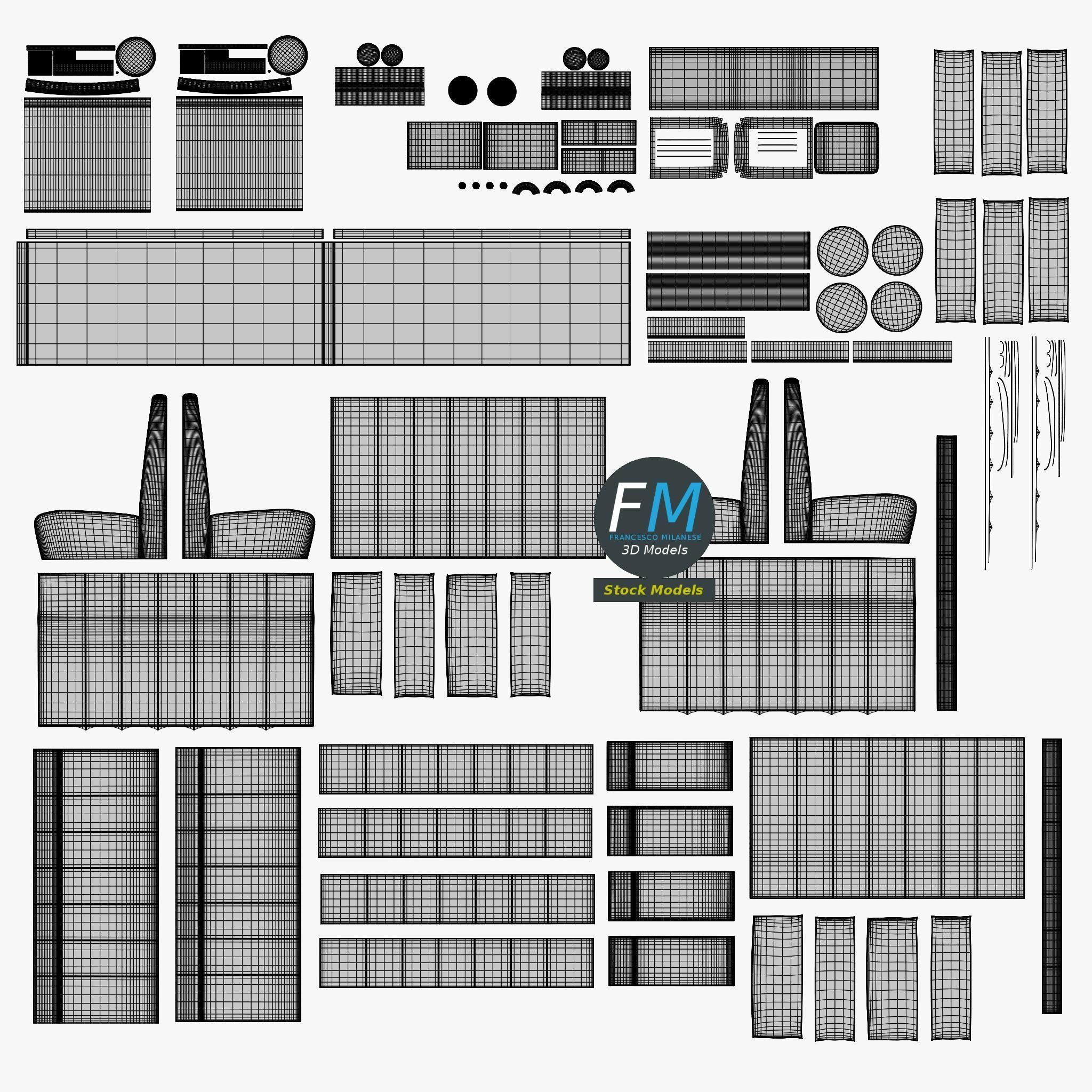 Diner booth set 2 3D model_11