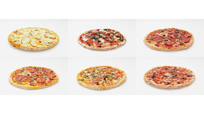 Pizza Collection 6 items italian food  3D model 2