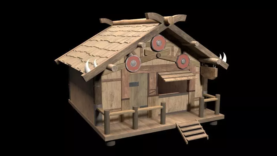 Viking smithy Free low-poly 3D model_0