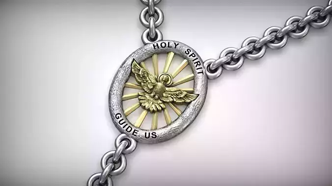 Holy Spirit Pigeon Light Pendant Rosary  3D print model