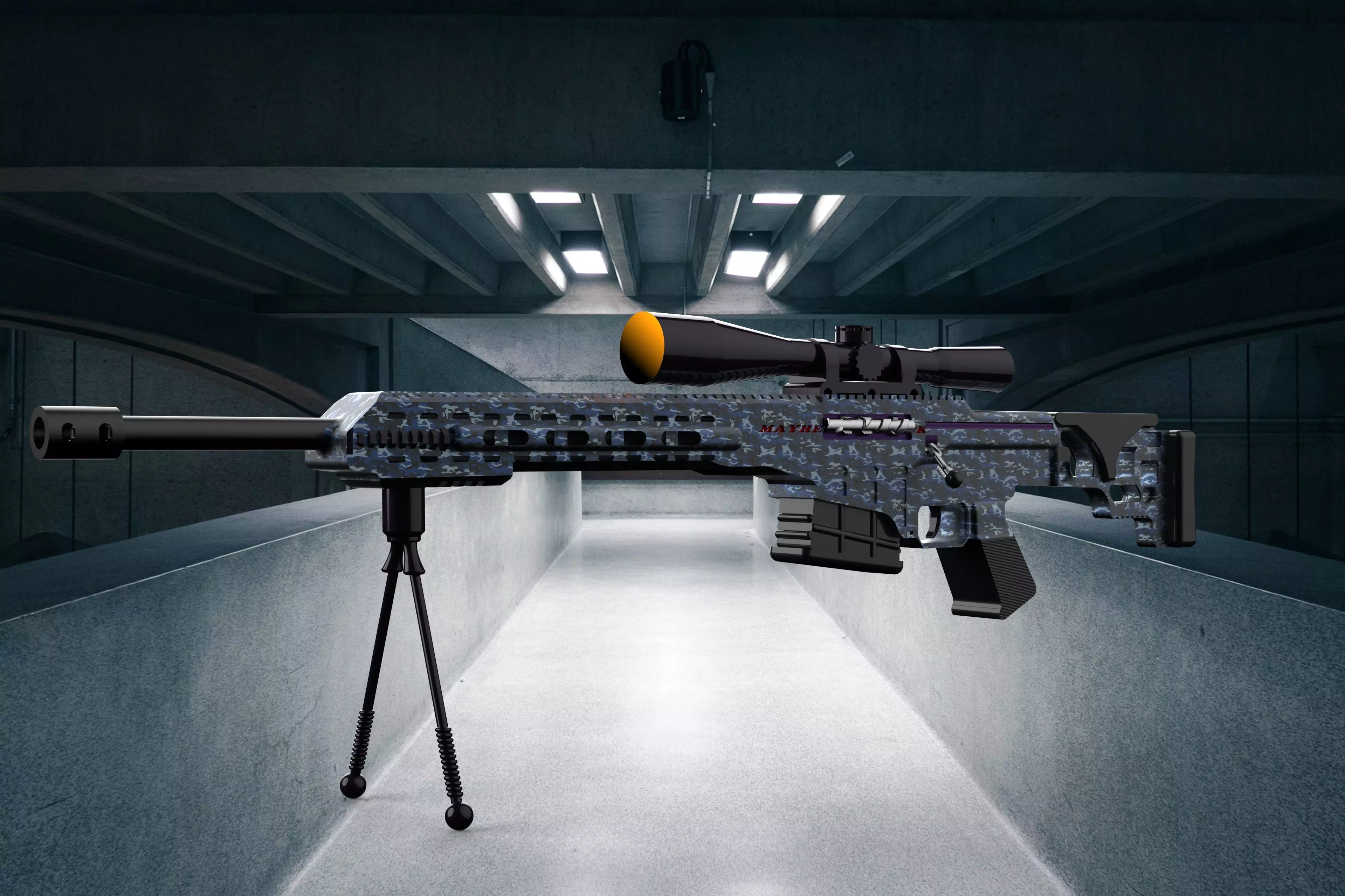 Sniper rifle with scope 3D model