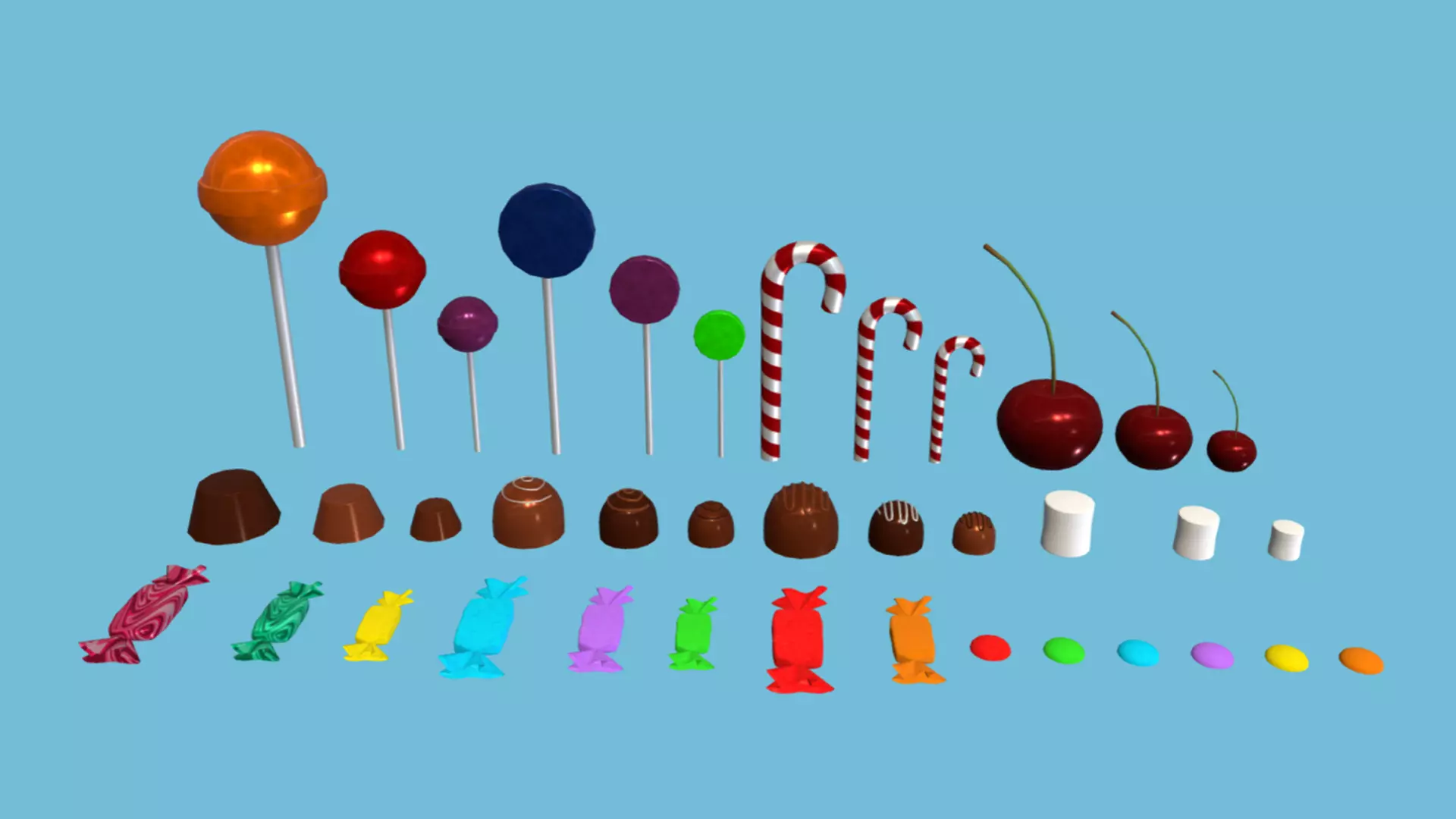 Candies - and lollipops Free low-poly 3D model_0