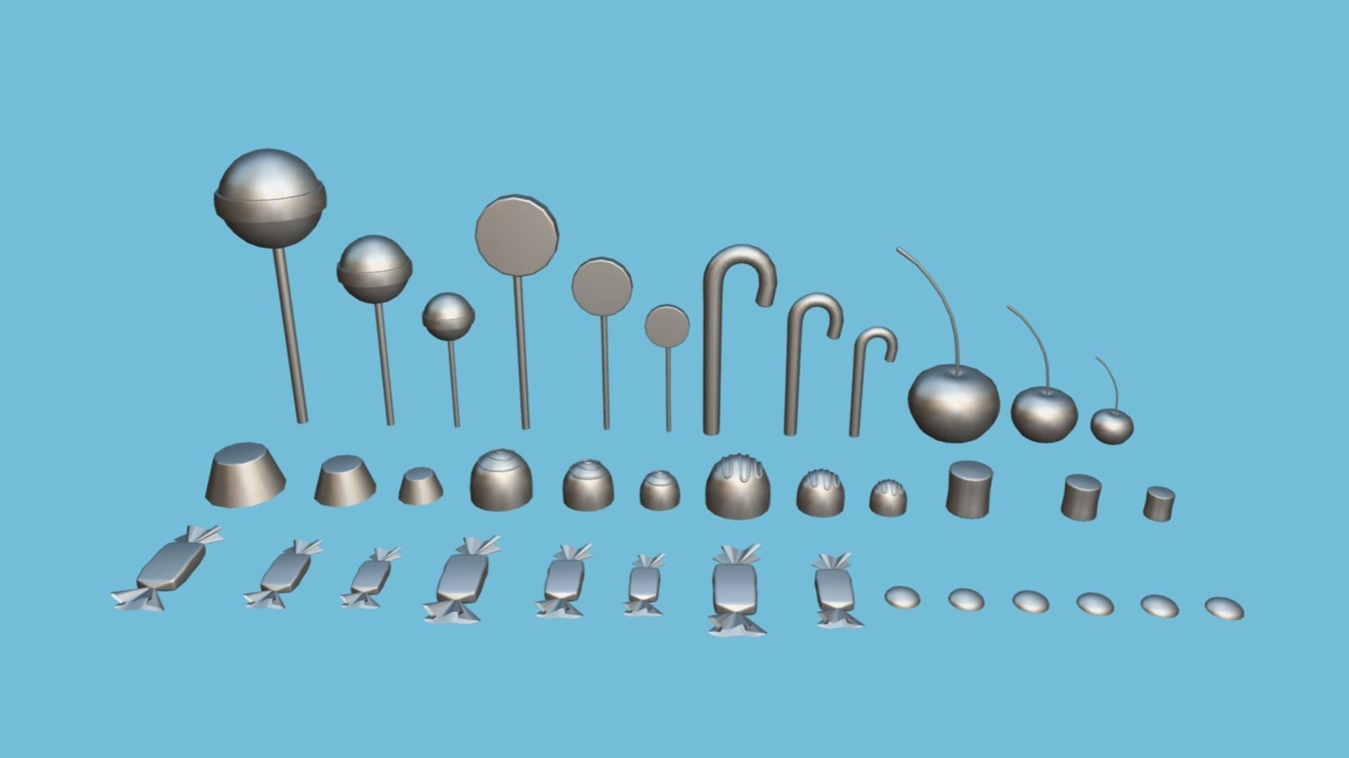 Candies - and lollipops Free low-poly 3D model_1