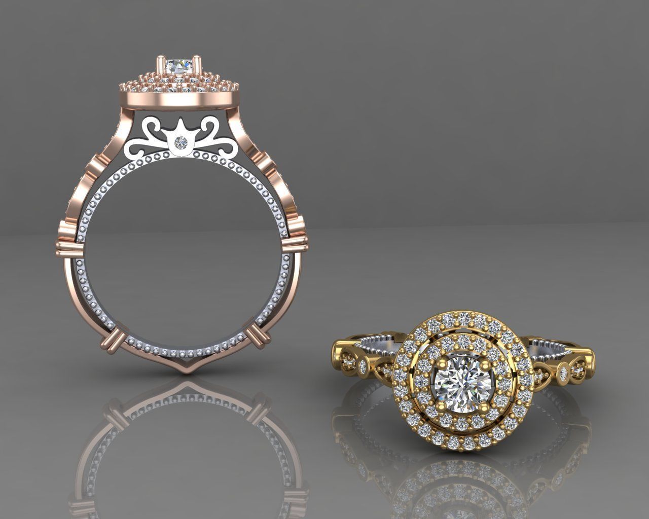 Diamond Engagement Ring 8-MW 3D print model_2