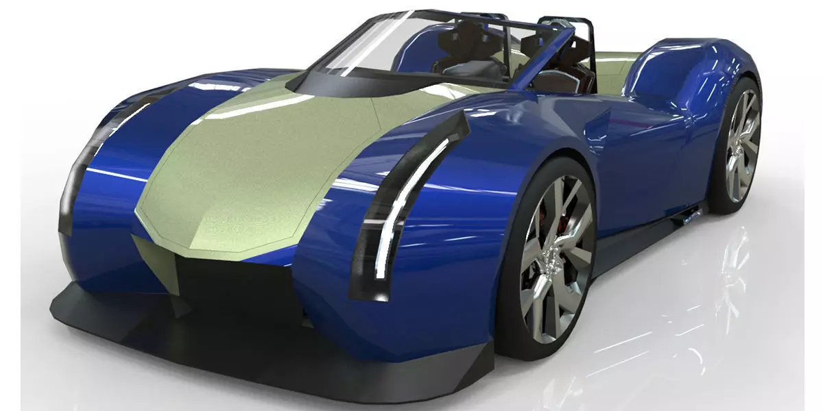 Roadster lowpoly concept birdcar Low-poly 3D model_0