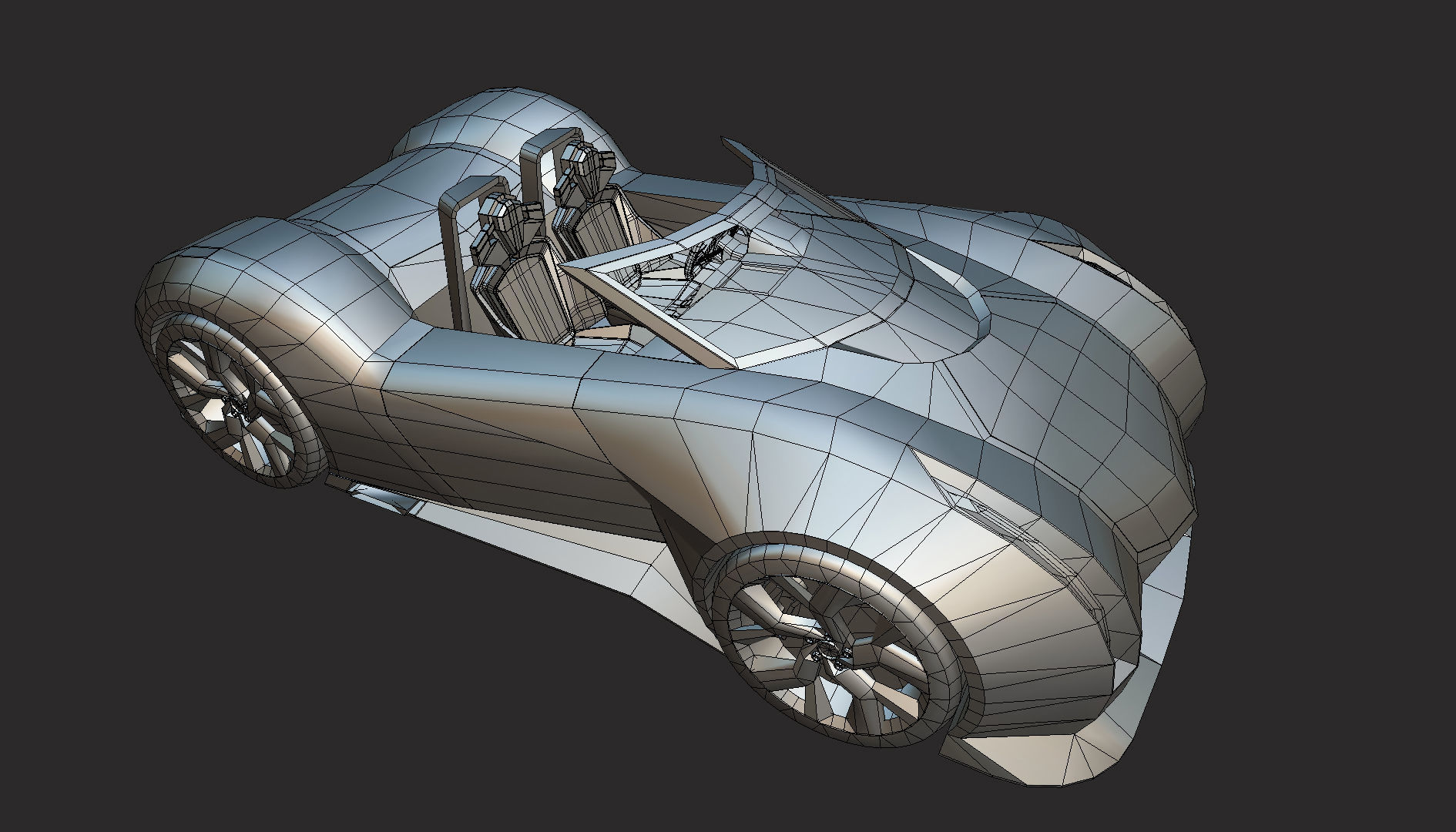 Roadster lowpoly concept birdcar Low-poly 3D model_16