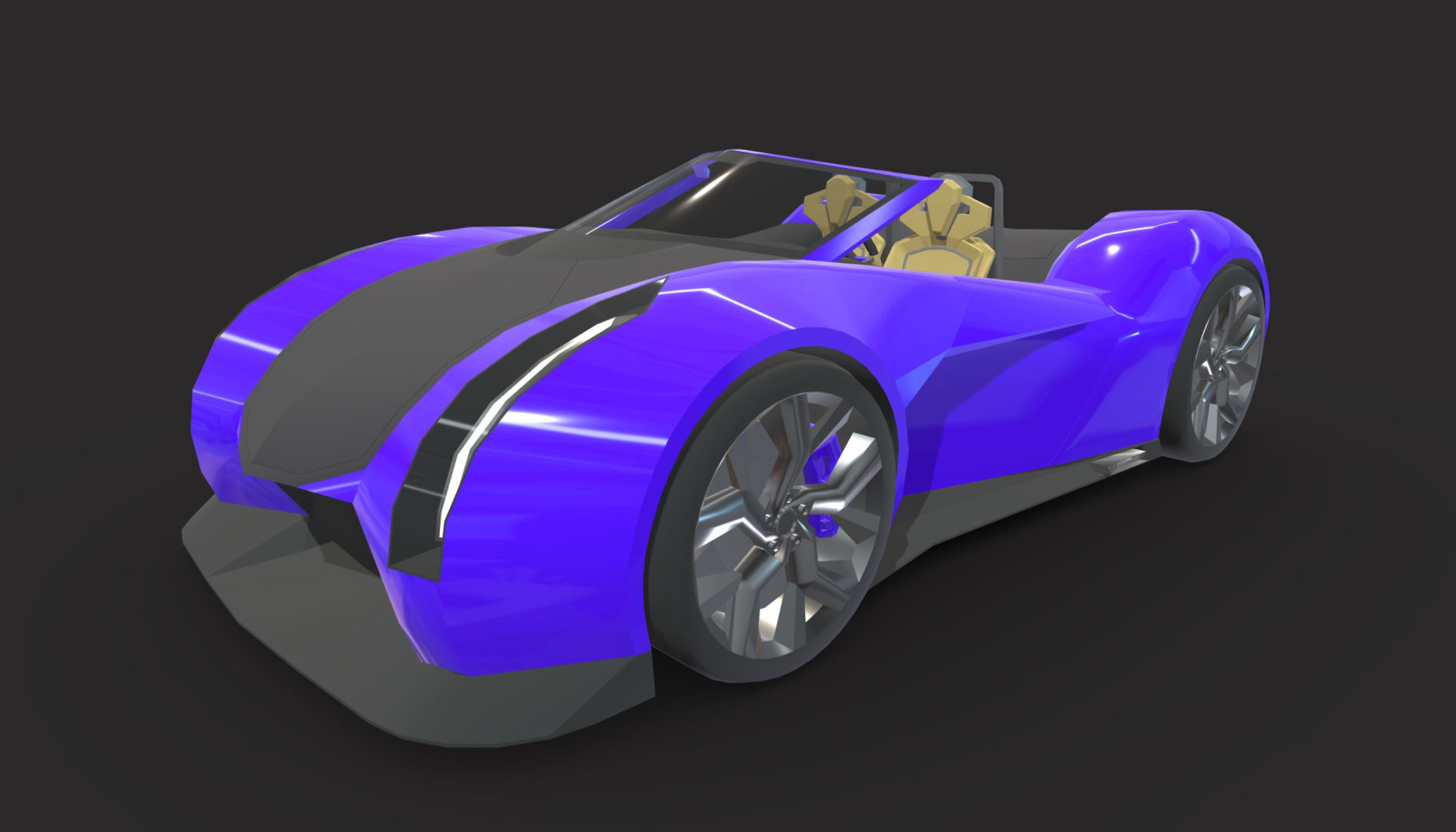 Roadster lowpoly concept birdcar Low-poly 3D model_11