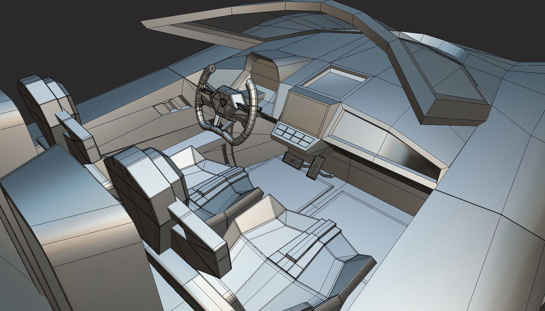 Roadster lowpoly concept birdcar Low-poly 3D model_14