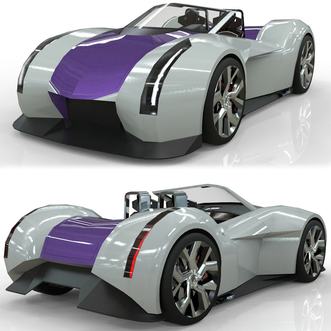 Roadster lowpoly concept birdcar Low-poly 3D model_5