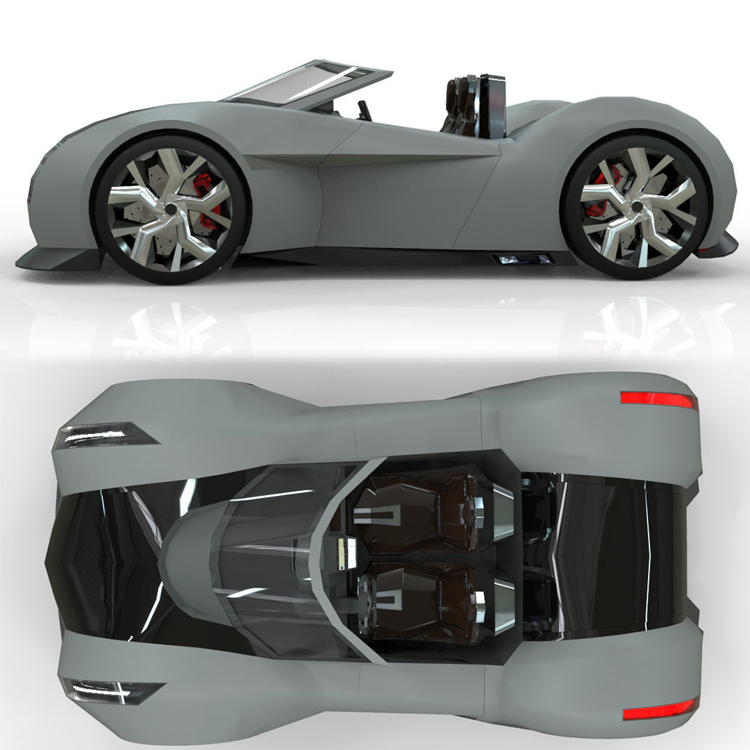 Roadster lowpoly concept birdcar Low-poly 3D model_7