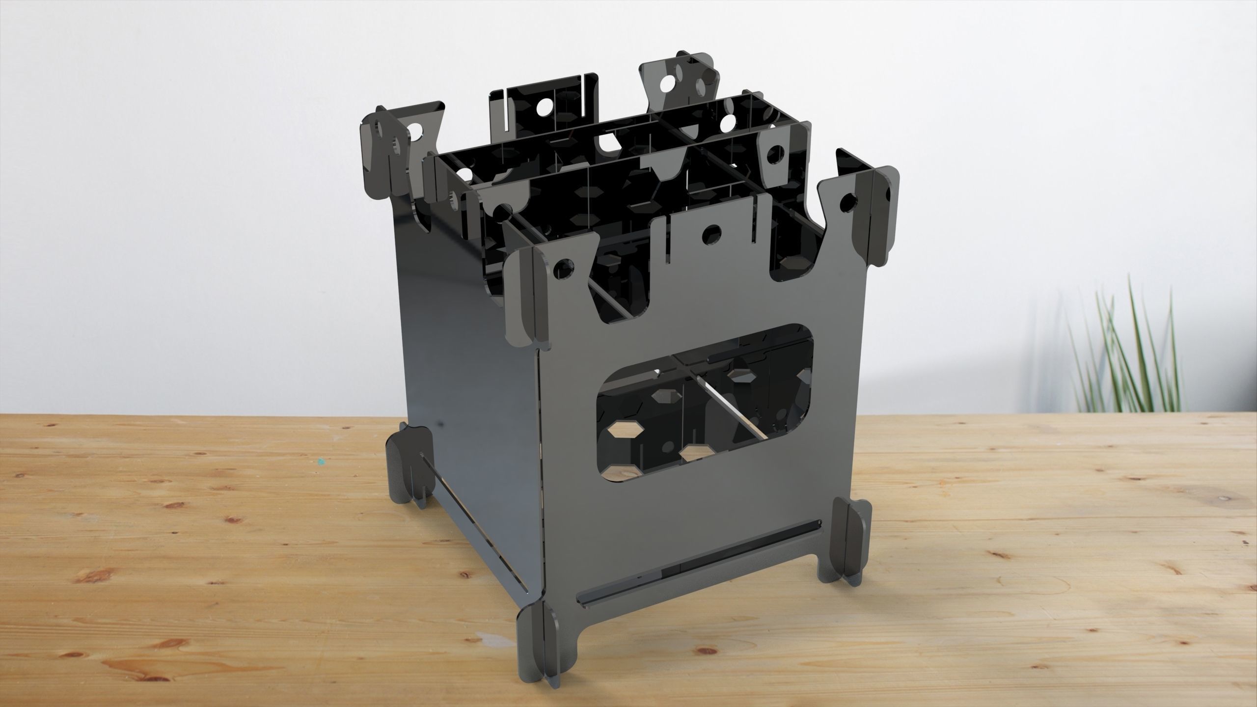 Wood chip tourist oven 3D model_2