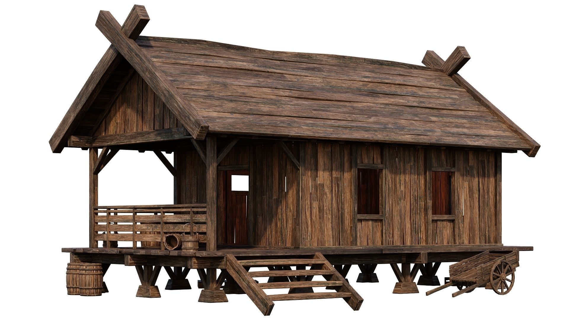 Old Building House 4K Textures GameReady 69 Low-poly 3D model_1