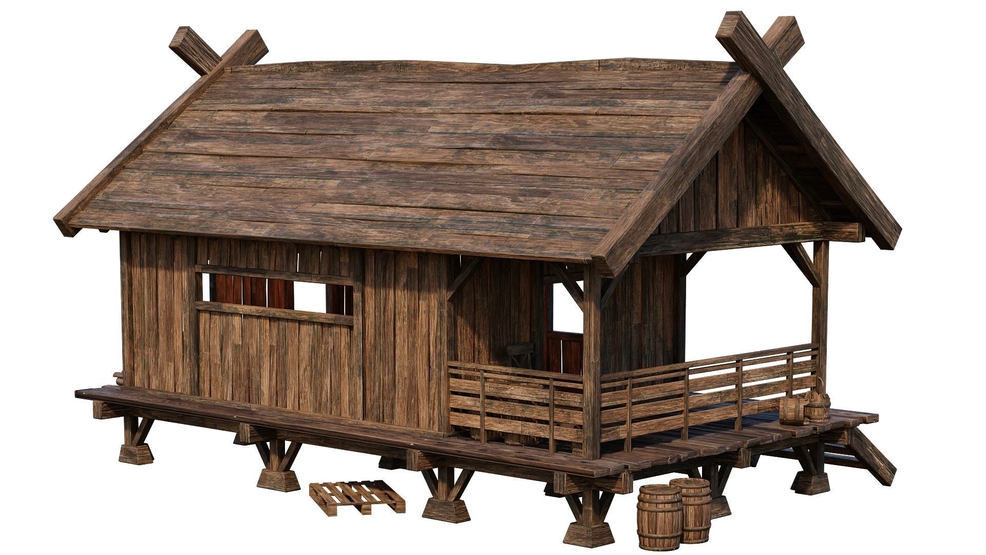 Old Building House 4K Textures GameReady 69 Low-poly 3D model_8