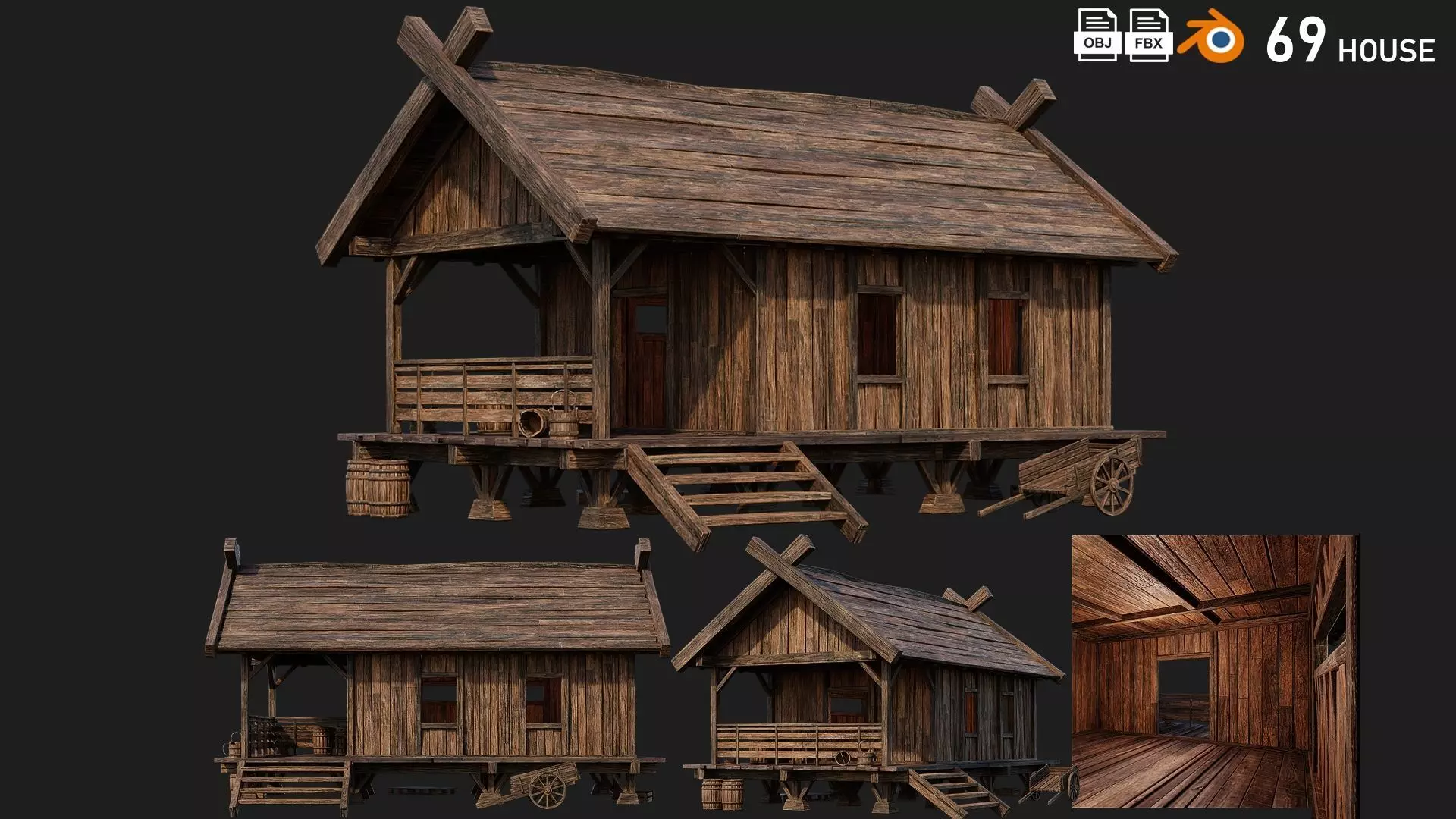 Old Building House 4K Textures GameReady 69 Low-poly 3D model_0