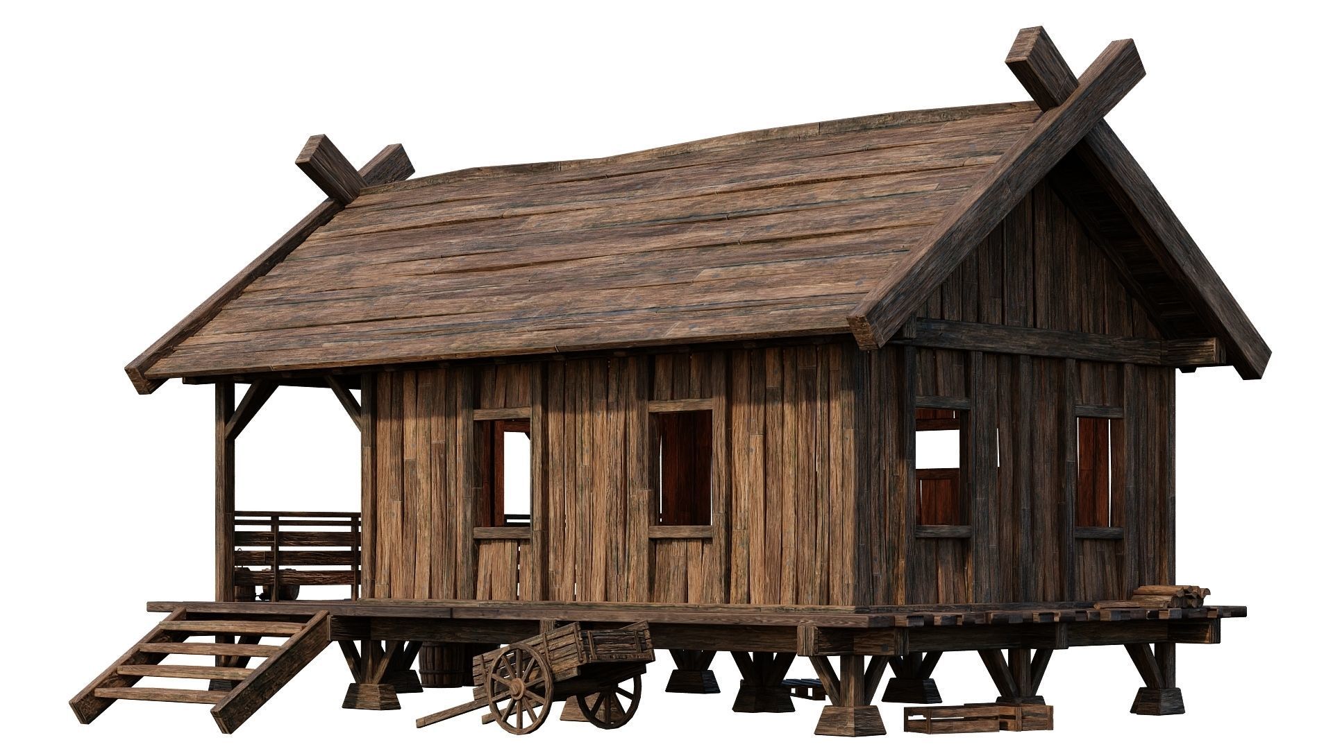 Old Building House 4K Textures GameReady 69 Low-poly 3D model_7