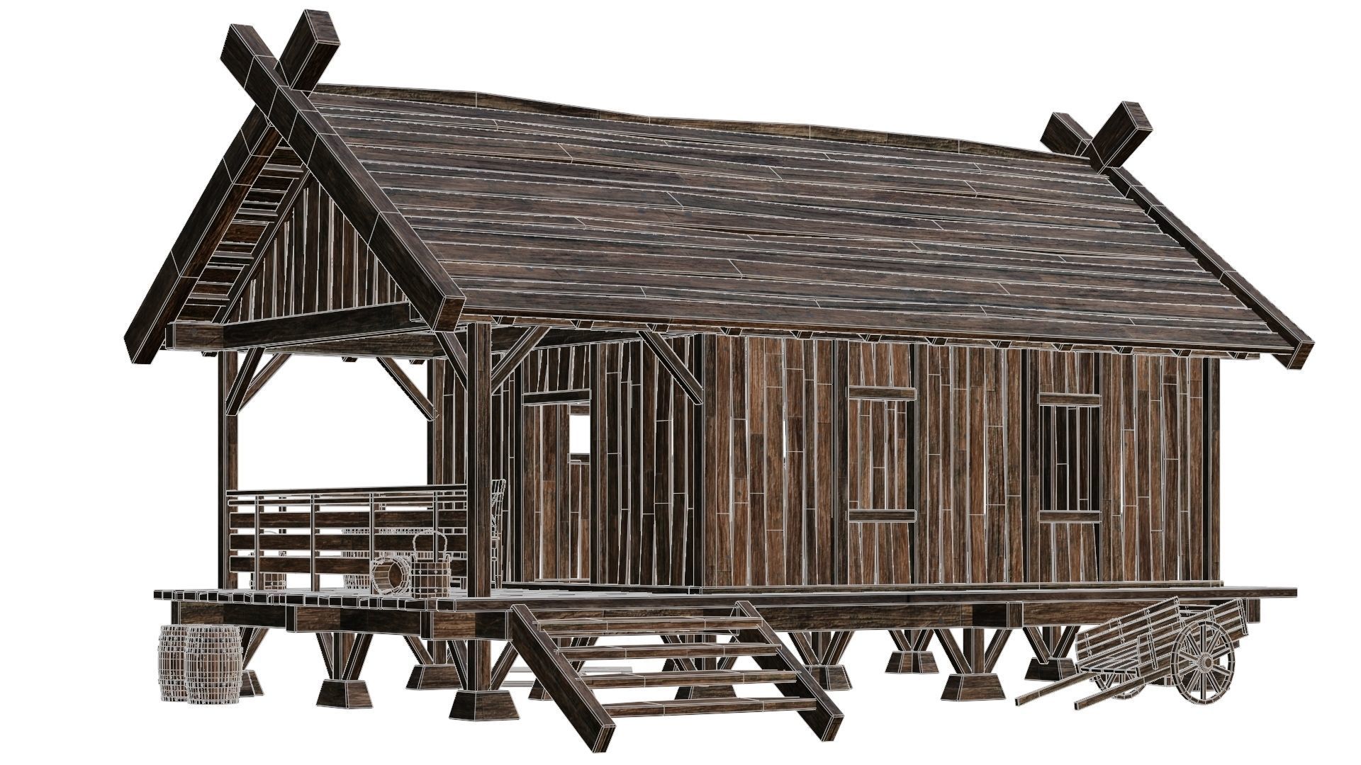 Old Building House 4K Textures GameReady 69 Low-poly 3D model_5