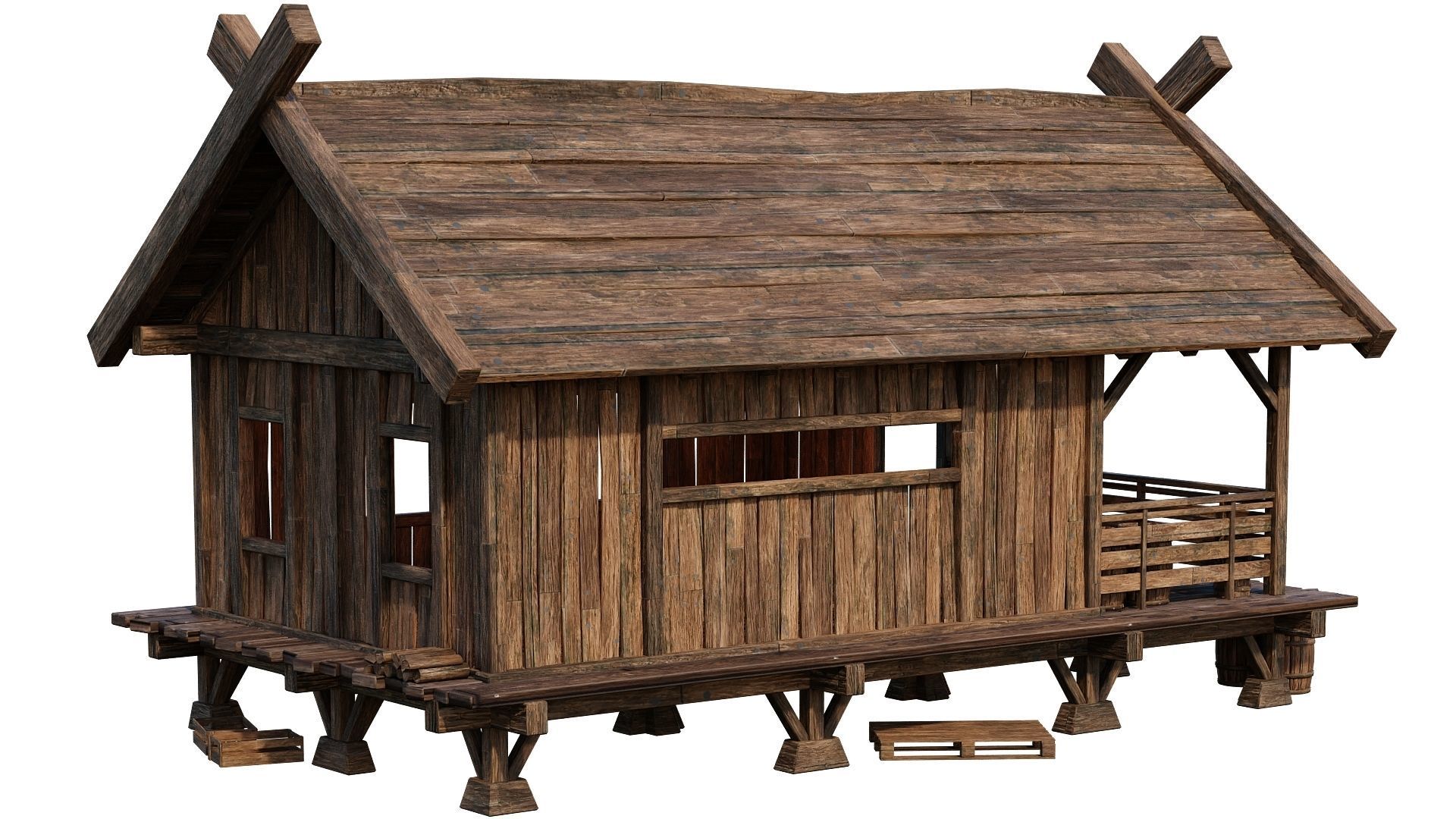 Old Building House 4K Textures GameReady 69 Low-poly 3D model_12