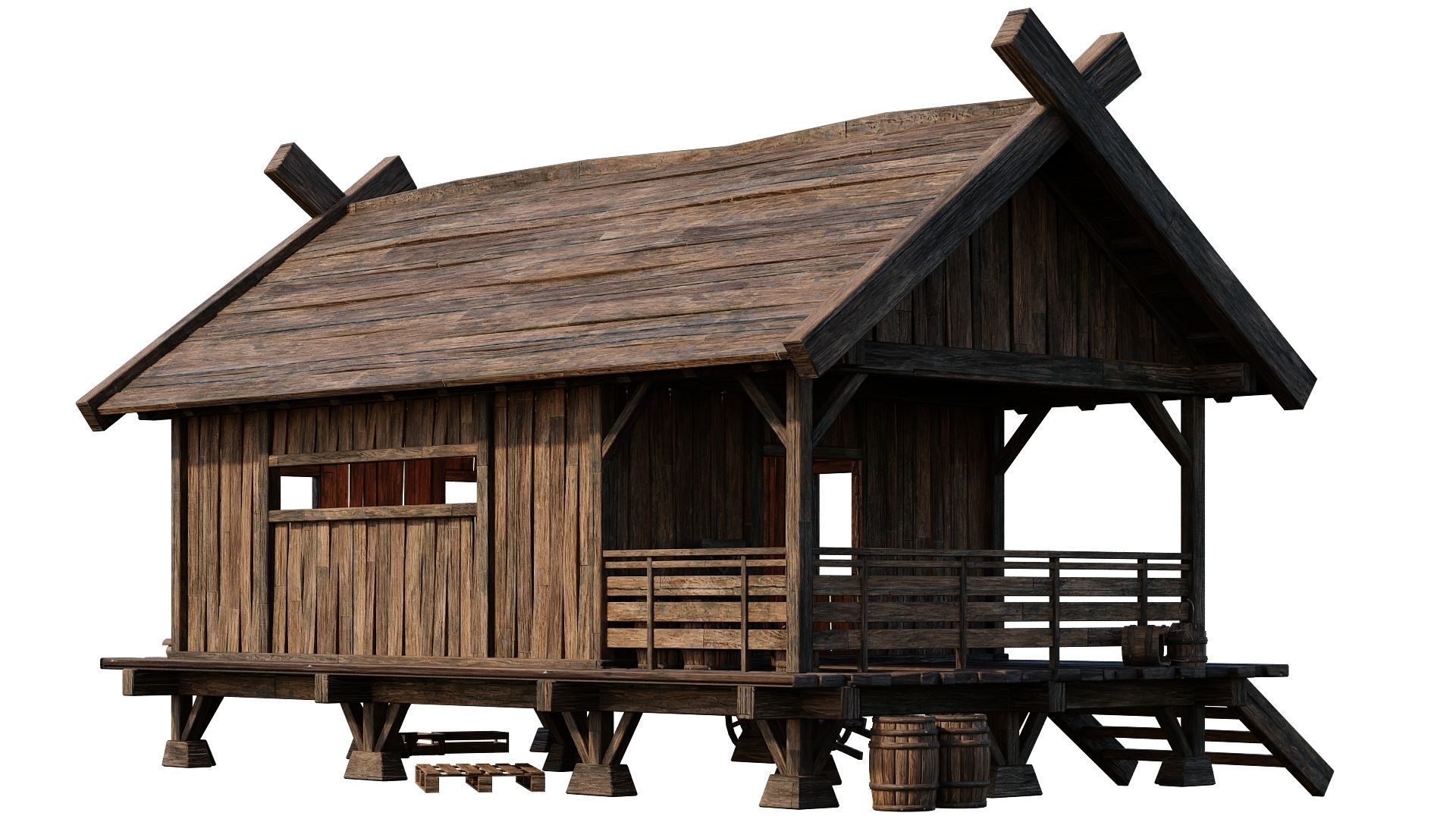 Old Building House 4K Textures GameReady 69 Low-poly 3D model_10