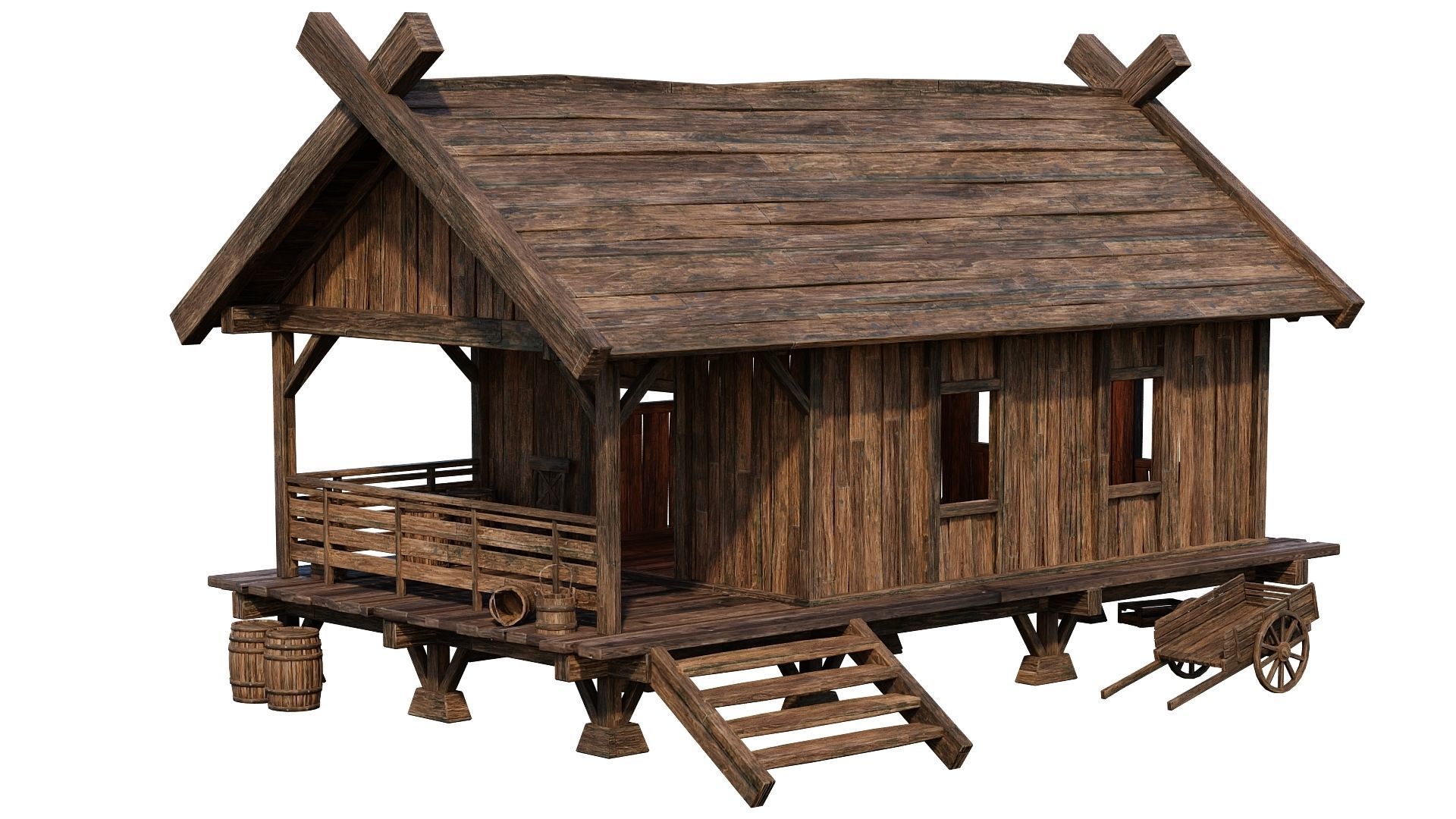 Old Building House 4K Textures GameReady 69 Low-poly 3D model_11