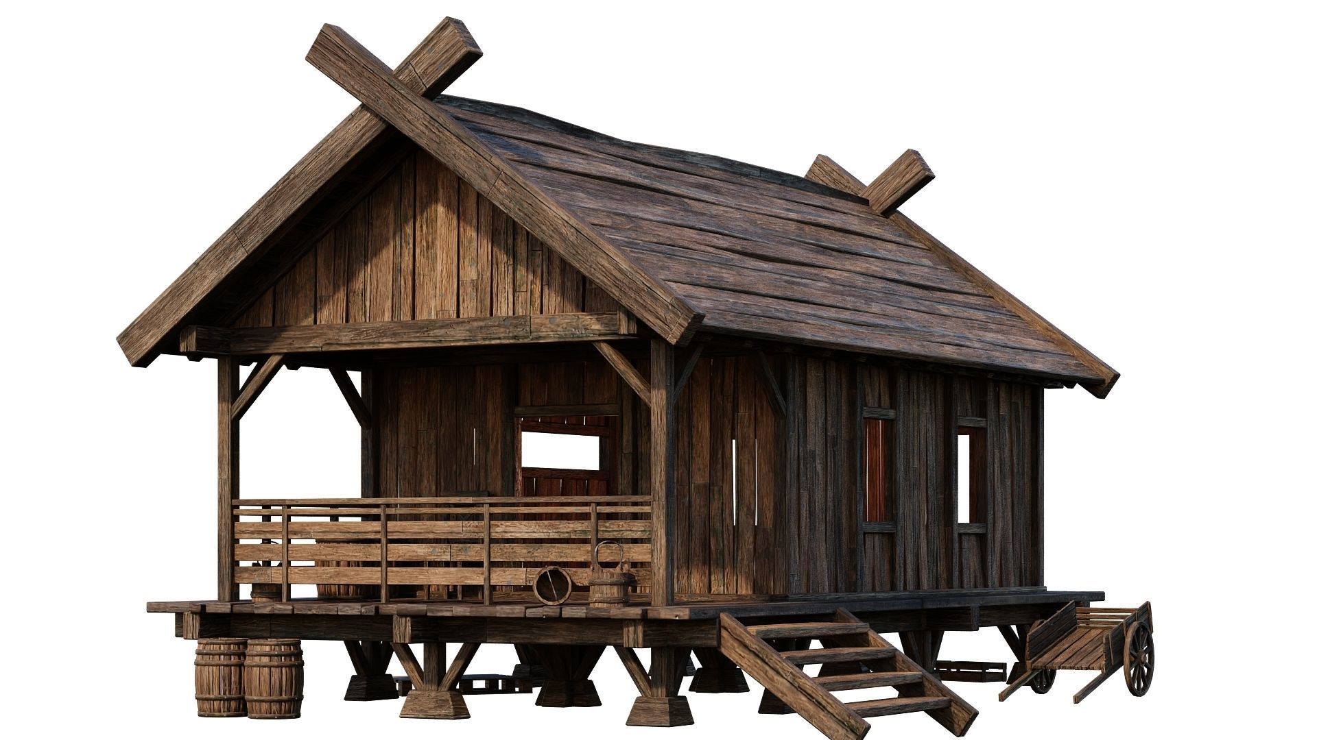 Old Building House 4K Textures GameReady 69 Low-poly 3D model_3