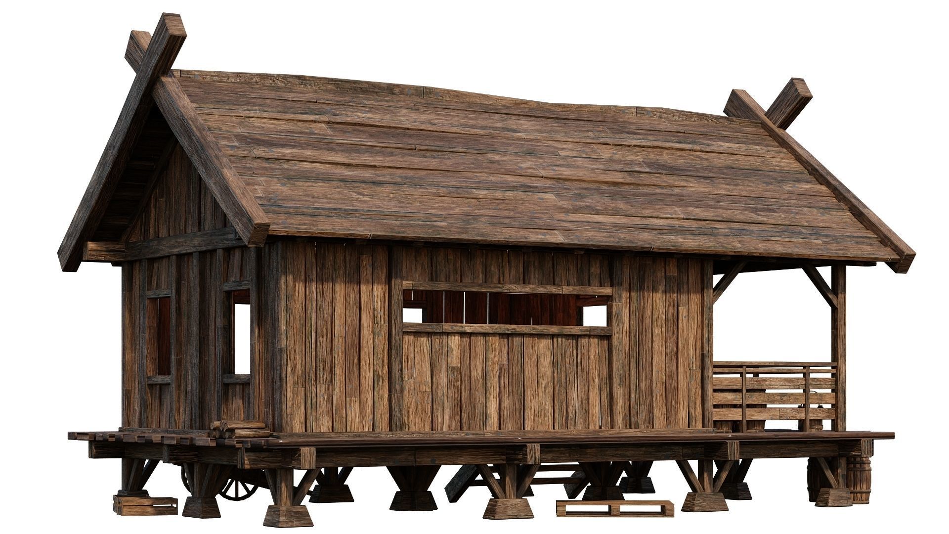 Old Building House 4K Textures GameReady 69 Low-poly 3D model_9