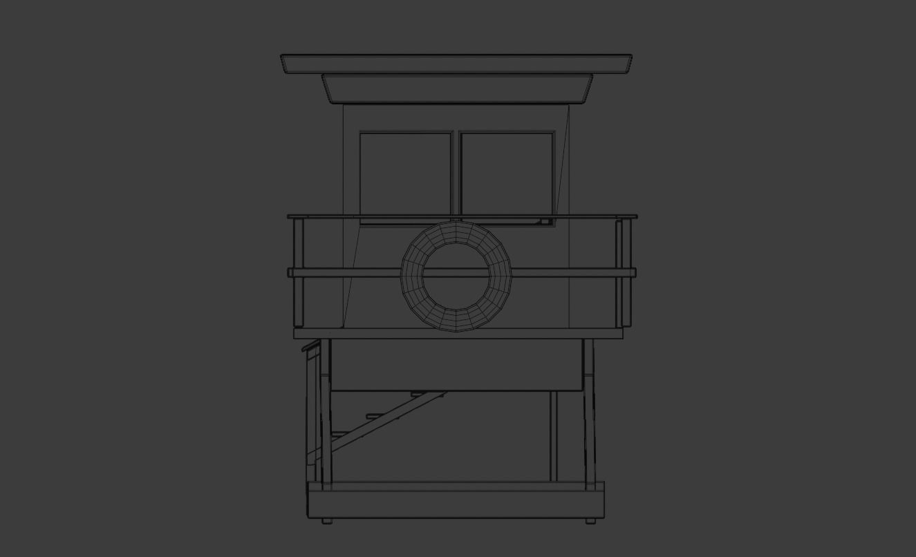 Beach Set 2 Beach Game Collection Stickmen LifeGuard and Prop Low-poly 3D model_26