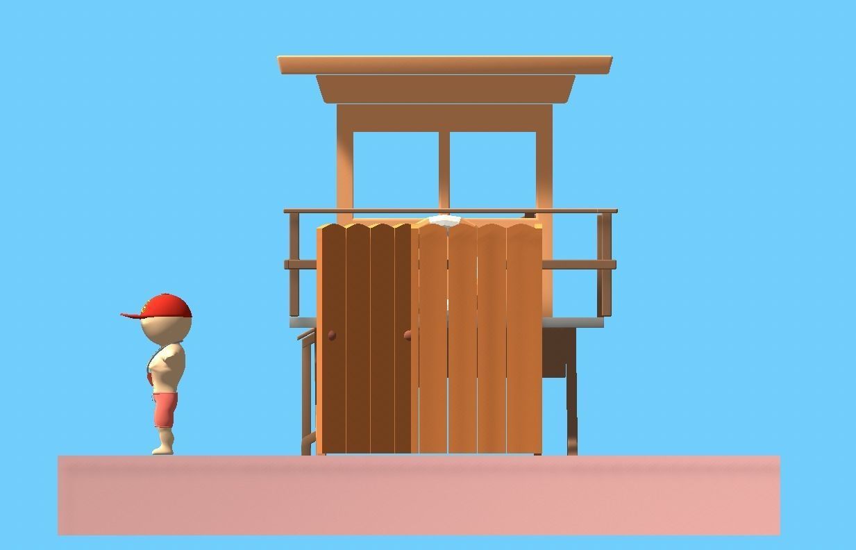 Beach Set 2 Beach Game Collection Stickmen LifeGuard and Prop Low-poly 3D model_20