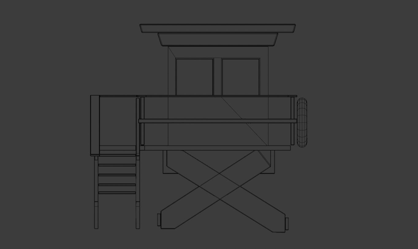 Beach Set 2 Beach Game Collection Stickmen LifeGuard and Prop Low-poly 3D model_19