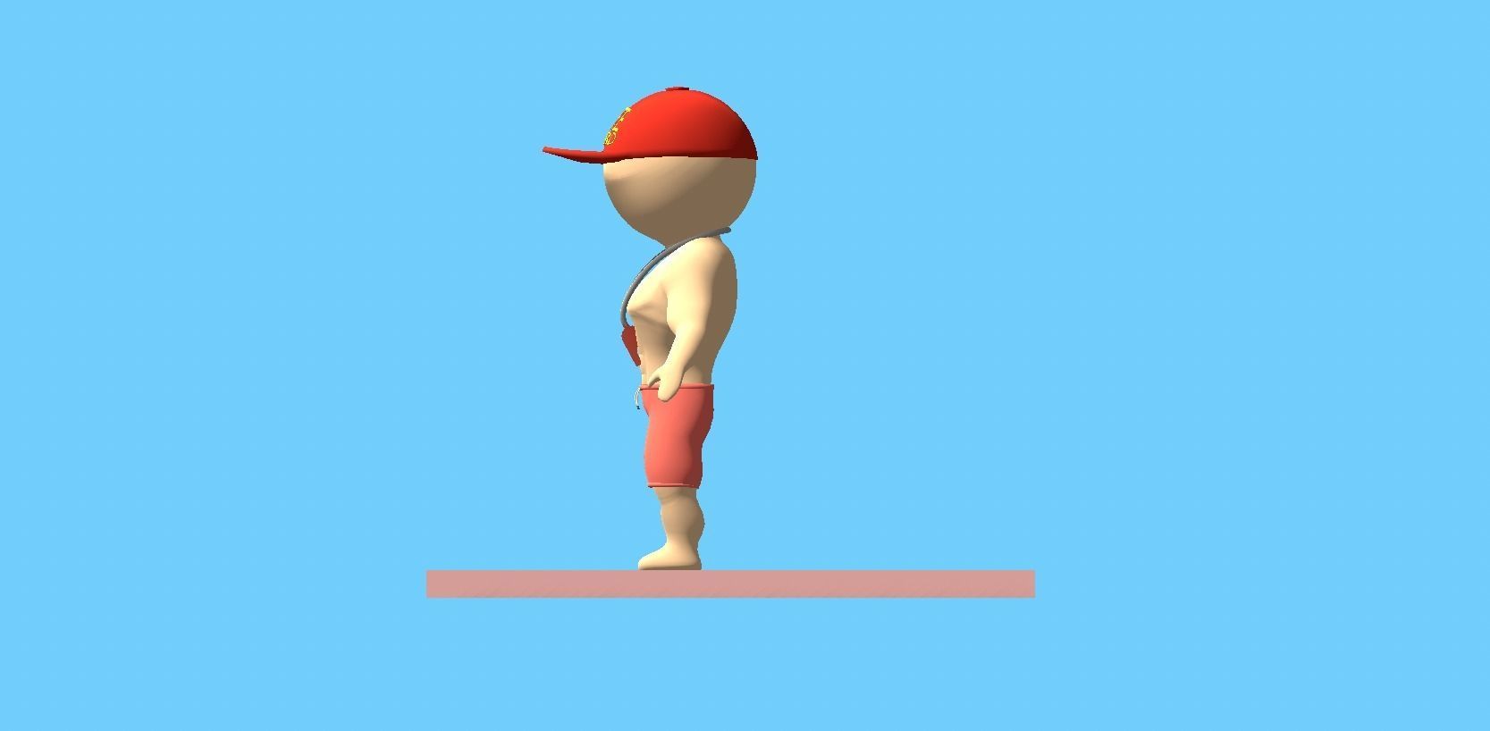 Beach Set 2 Beach Game Collection Stickmen LifeGuard and Prop Low-poly 3D model_11