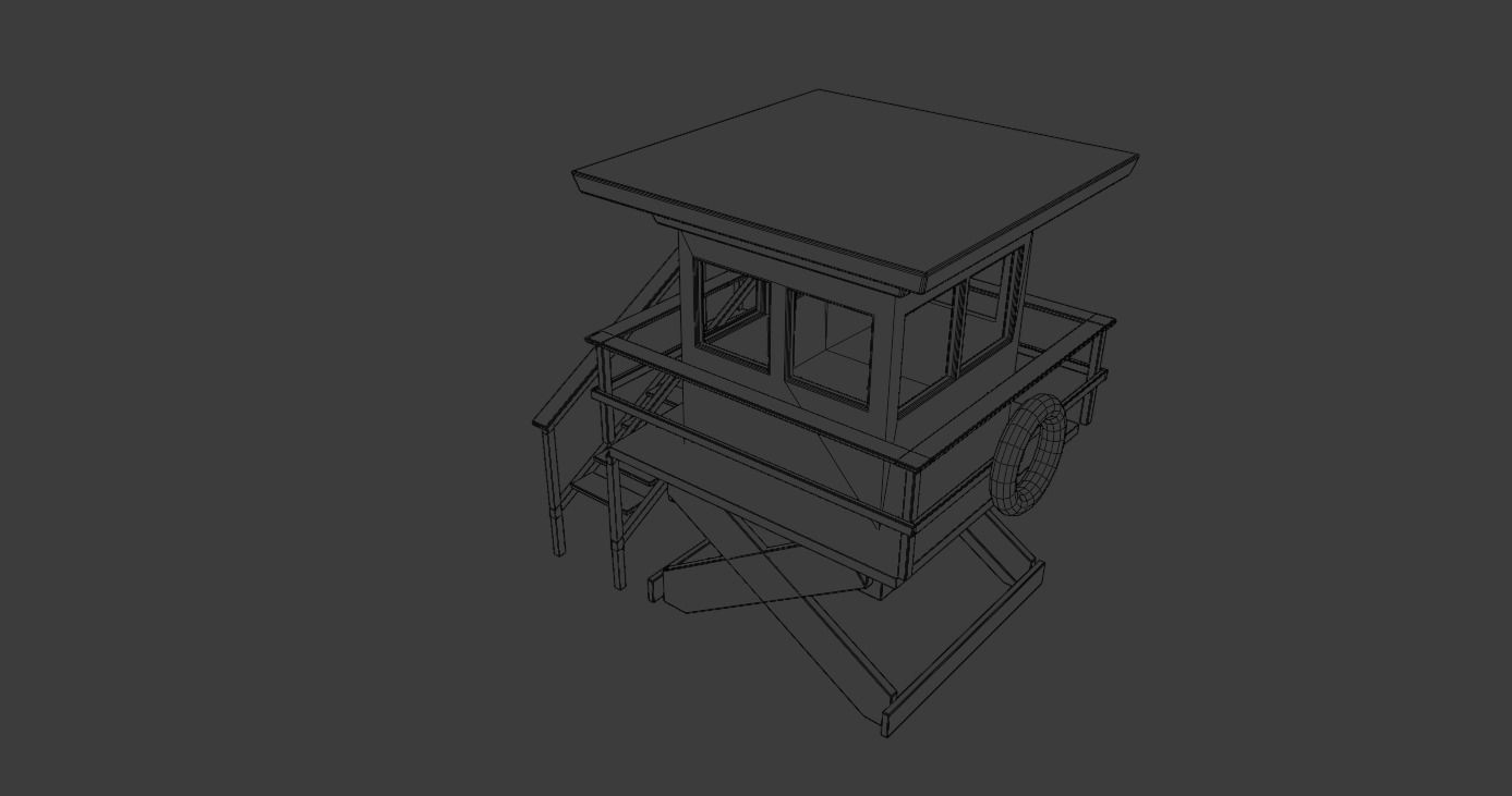 Beach Set 2 Beach Game Collection Stickmen LifeGuard and Prop Low-poly 3D model_27