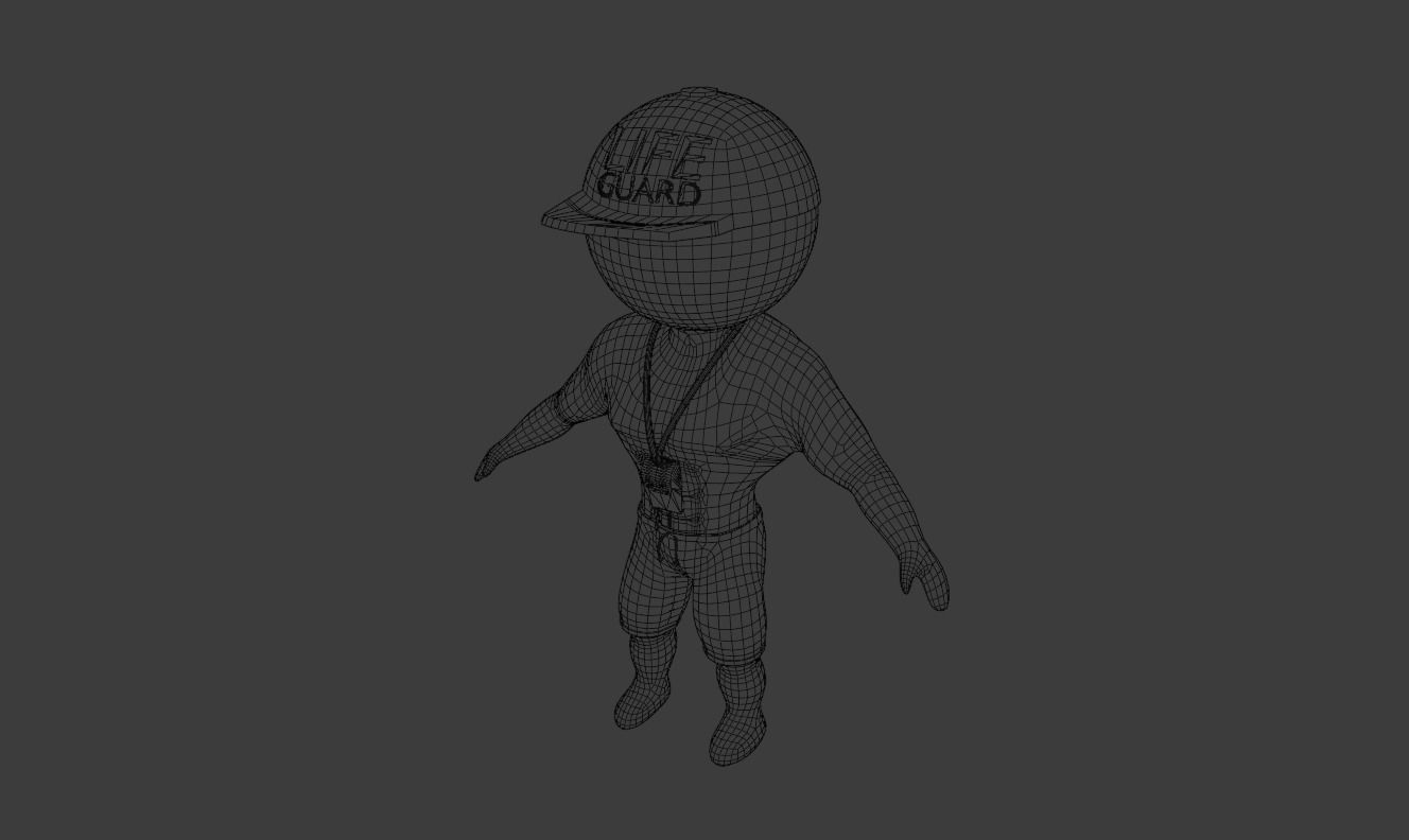 Beach Set 2 Beach Game Collection Stickmen LifeGuard and Prop Low-poly 3D model_28