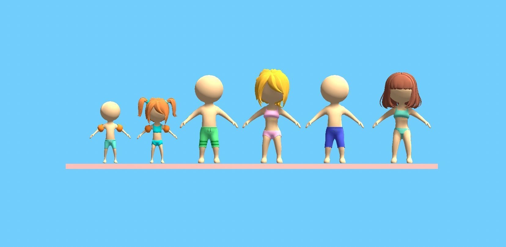 Beach Set 2 Beach Game Collection Stickmen LifeGuard and Prop Low-poly 3D model_18