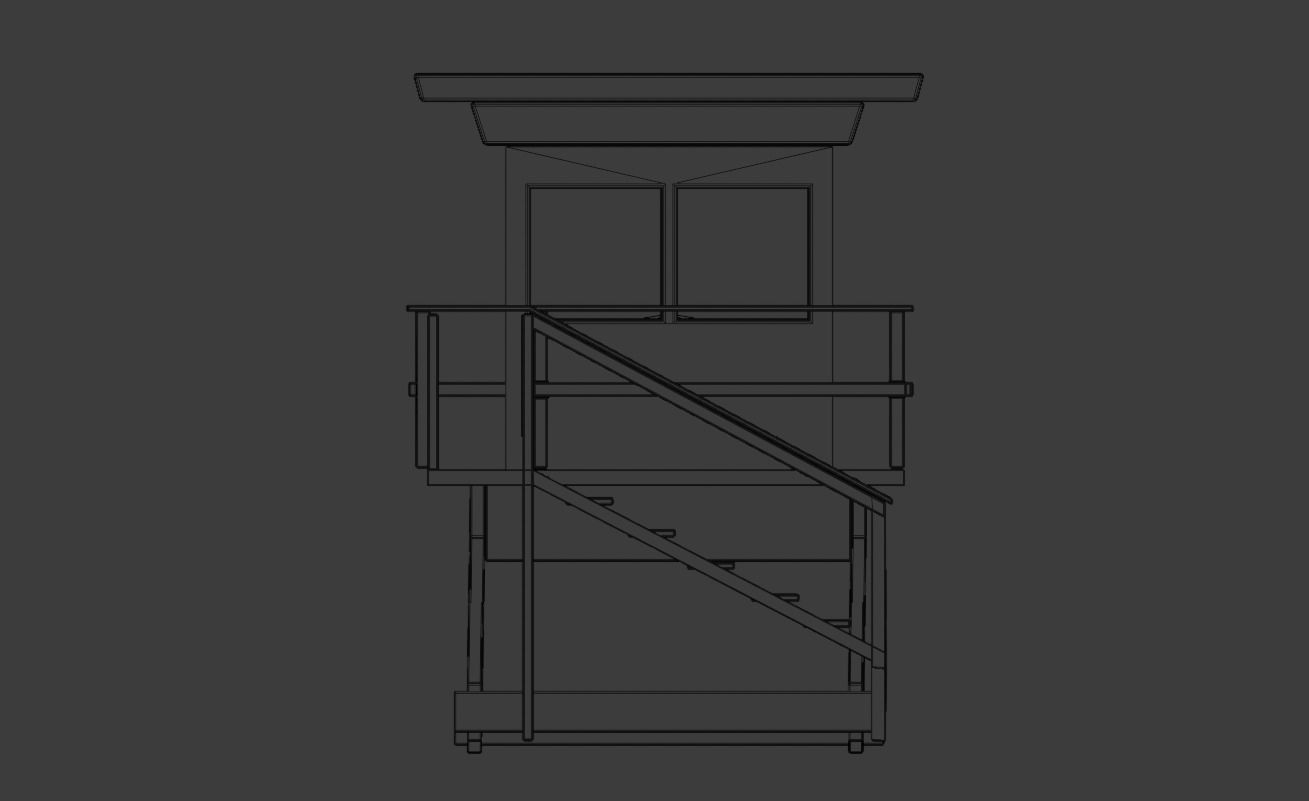 Beach Set 2 Beach Game Collection Stickmen LifeGuard and Prop Low-poly 3D model_23