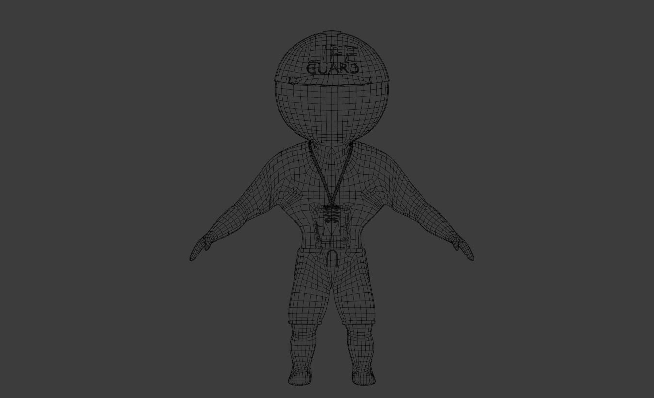 Beach Set 2 Beach Game Collection Stickmen LifeGuard and Prop Low-poly 3D model_29