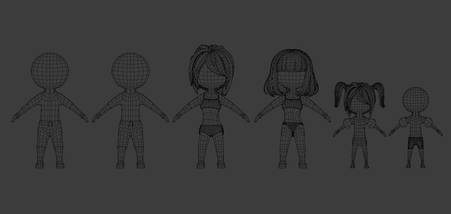 Beach Set 2 Beach Game Collection Stickmen LifeGuard and Prop Low-poly 3D model_36