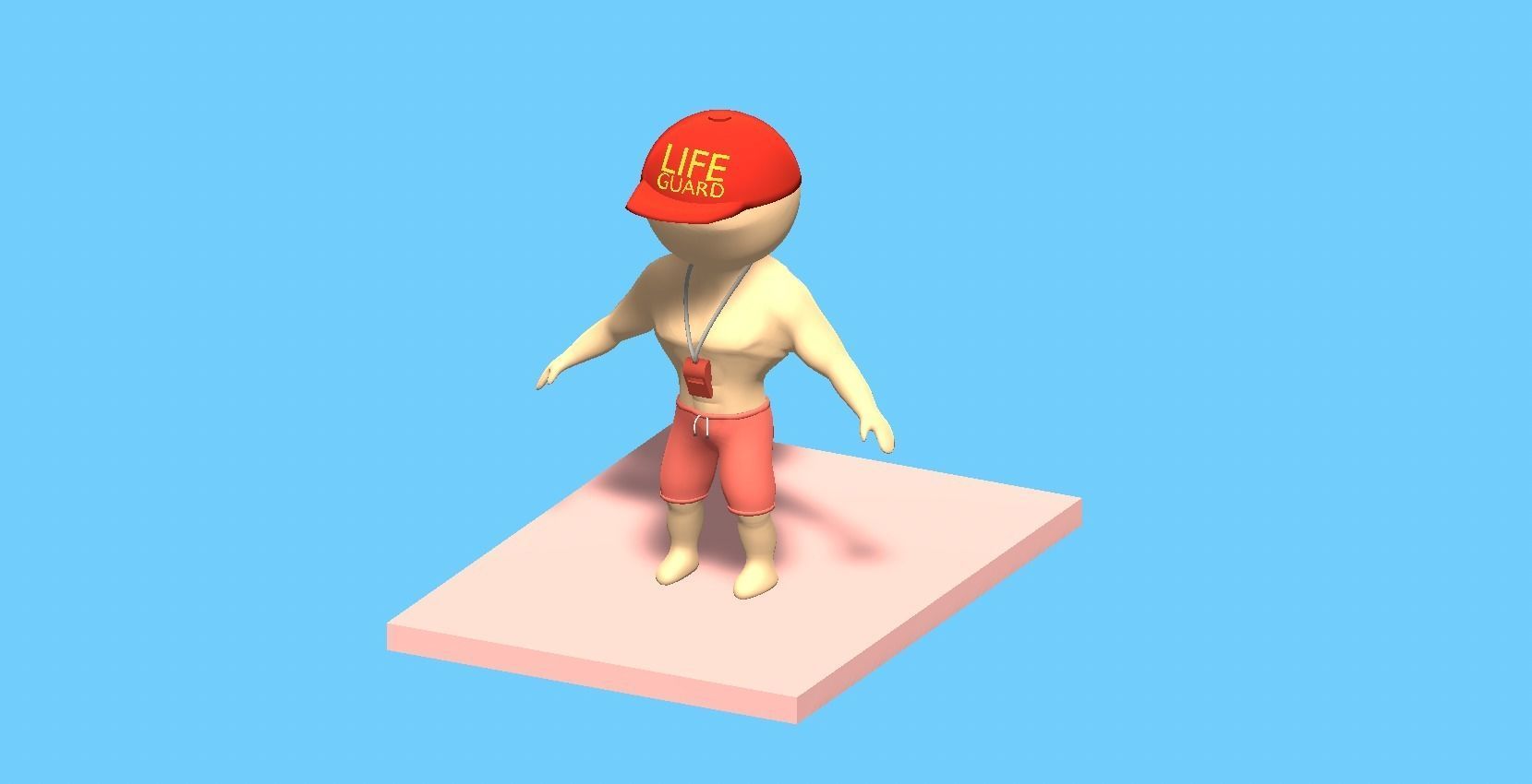 Beach Set 2 Beach Game Collection Stickmen LifeGuard and Prop Low-poly 3D model_3