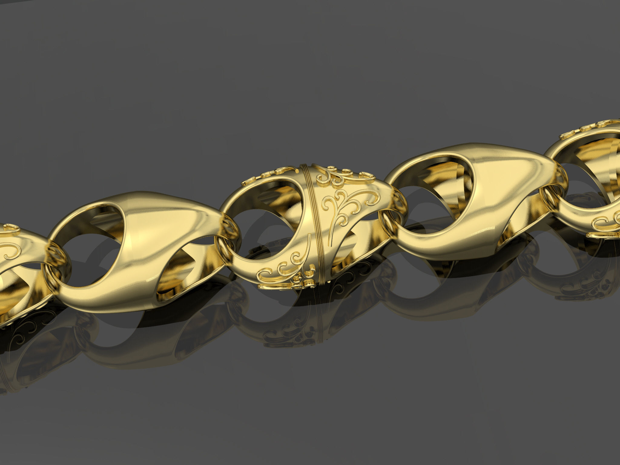 acorn 9k 9ct tulip link plain and pattern 3D print model_1