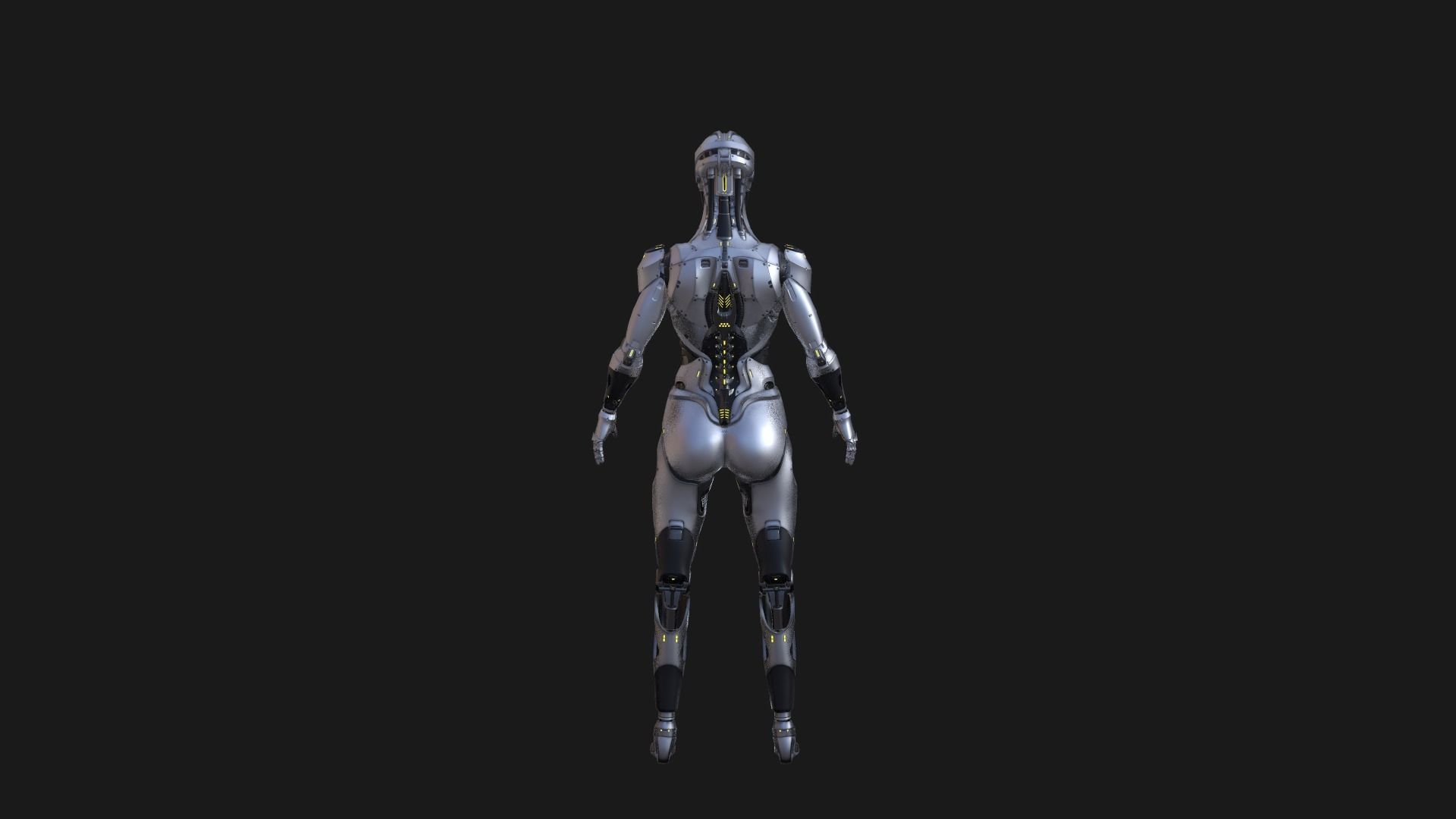 Robot Girl Low-poly 3D model_5