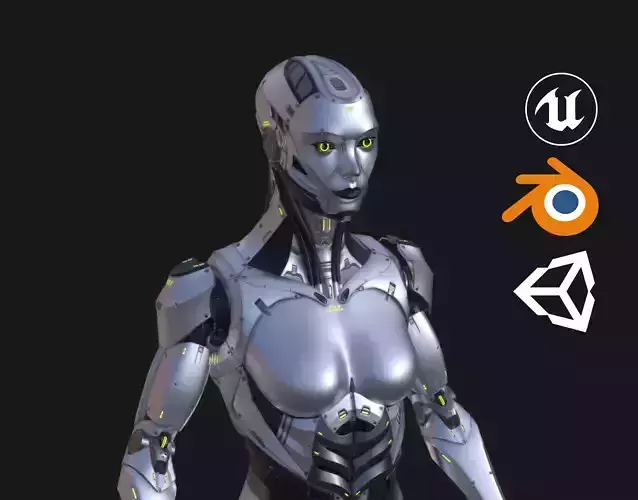 Robot Girl Low-poly 3D model