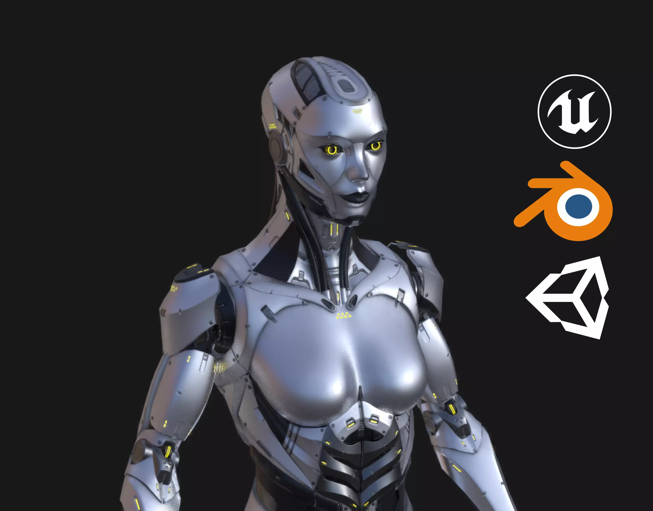 Robot Girl Low-poly 3D model_0