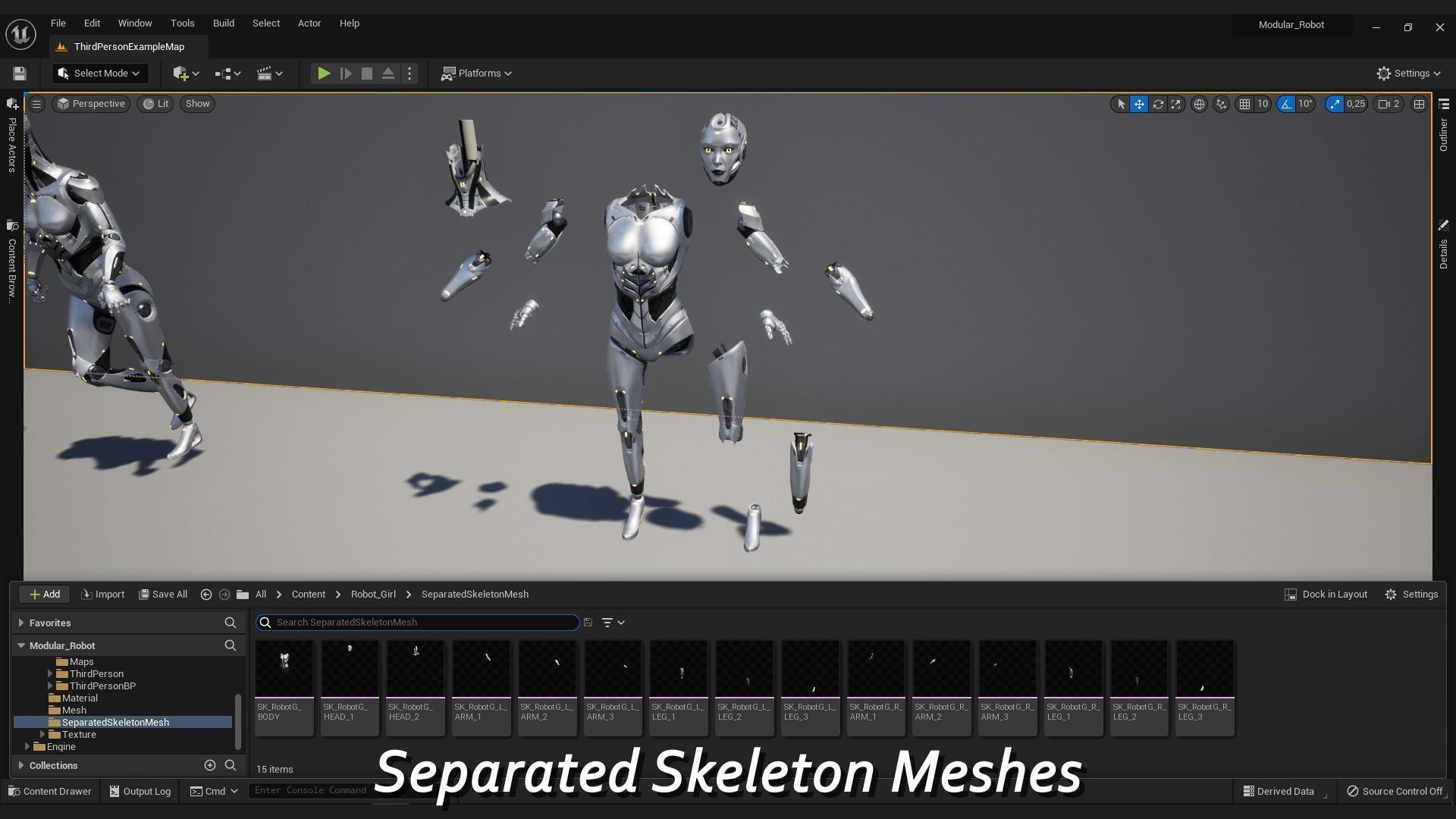 Robot Girl Low-poly 3D model_7