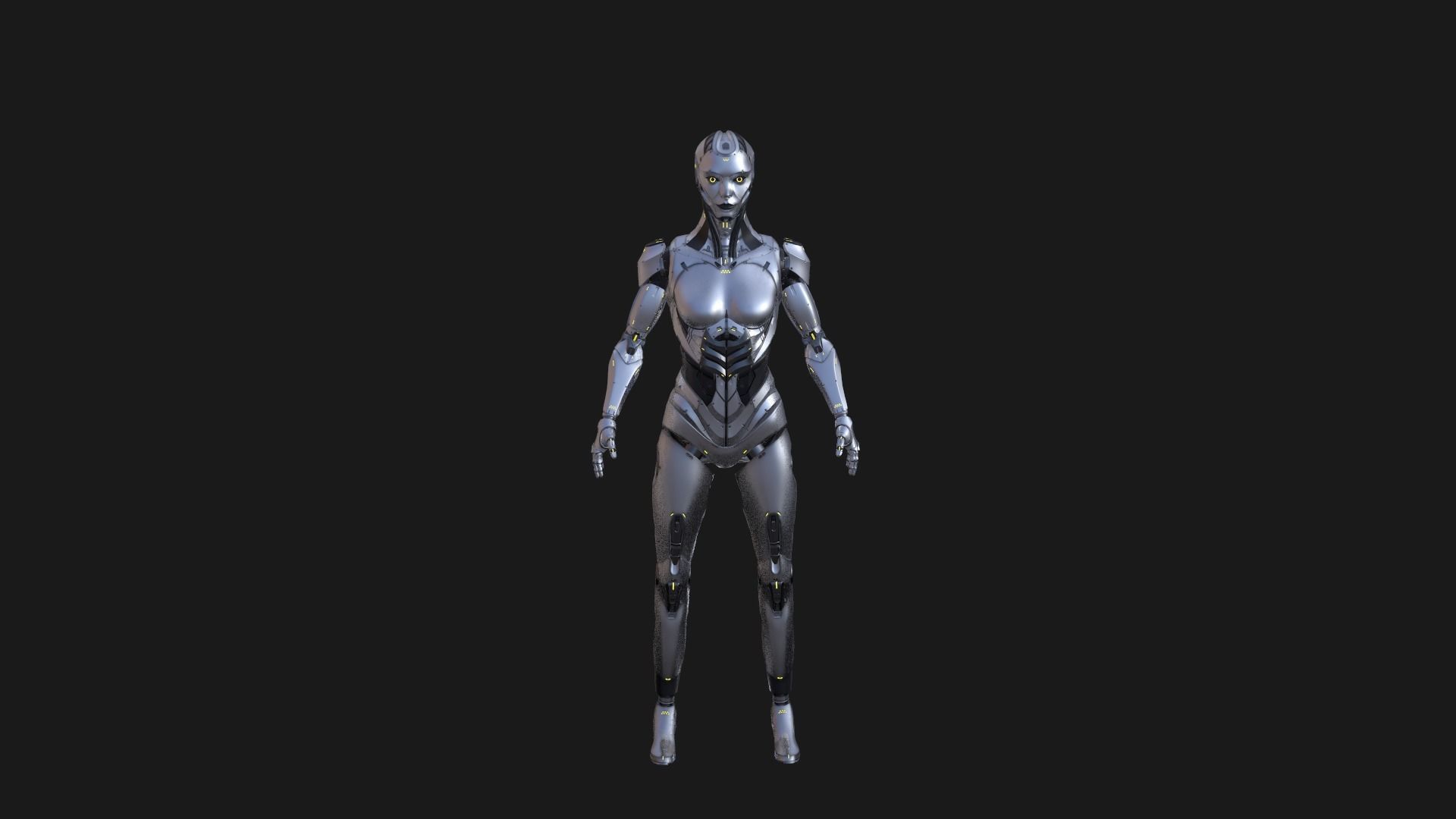 Robot Girl Low-poly 3D model_3