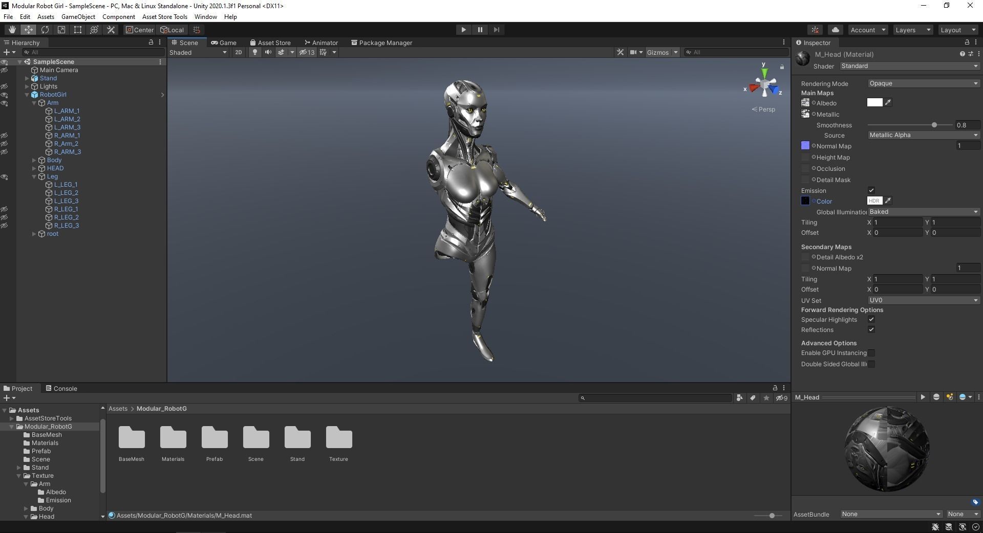 Robot Girl Low-poly 3D model_13