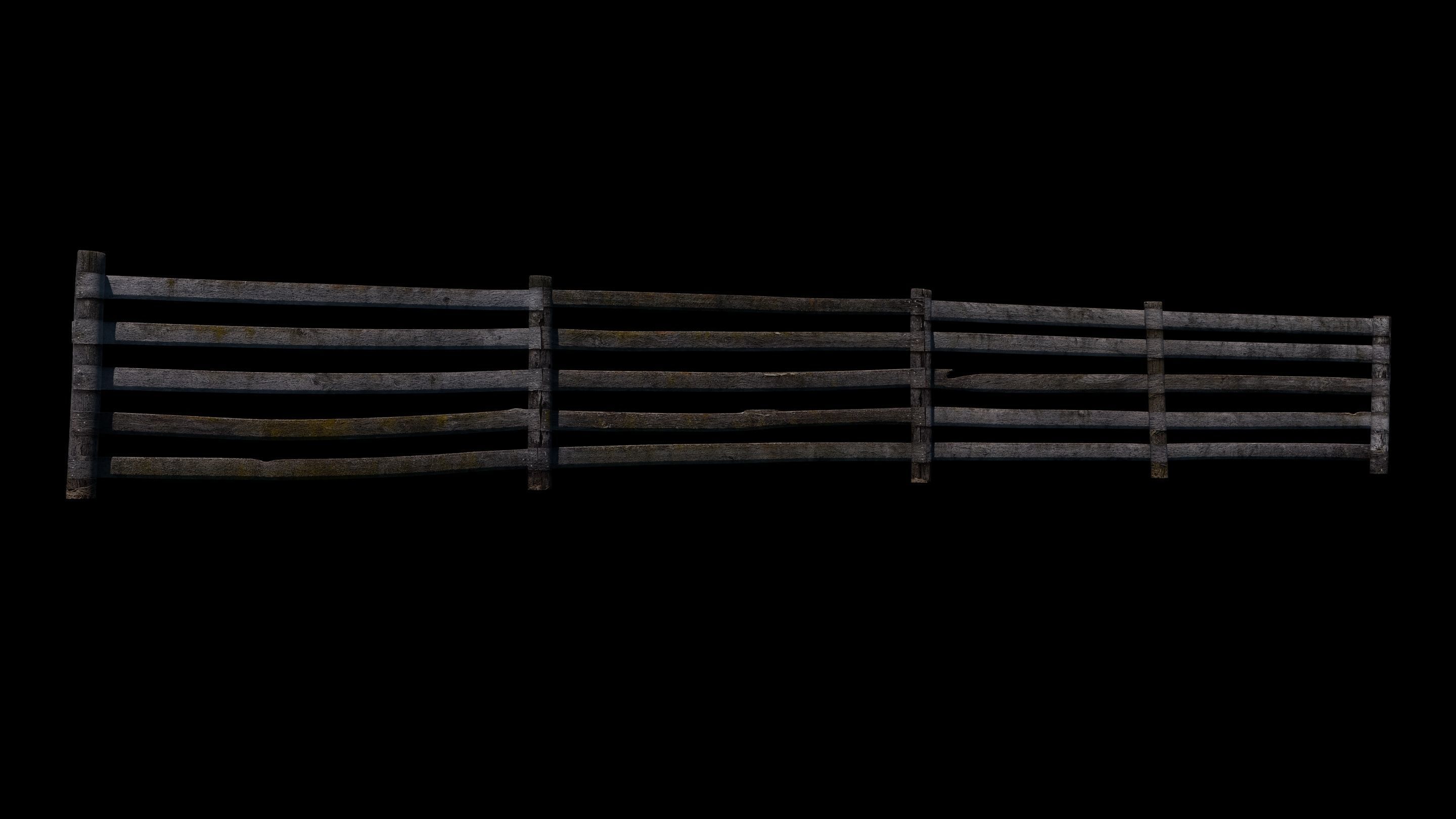 Old Farm Fence Low-poly 3D model_4