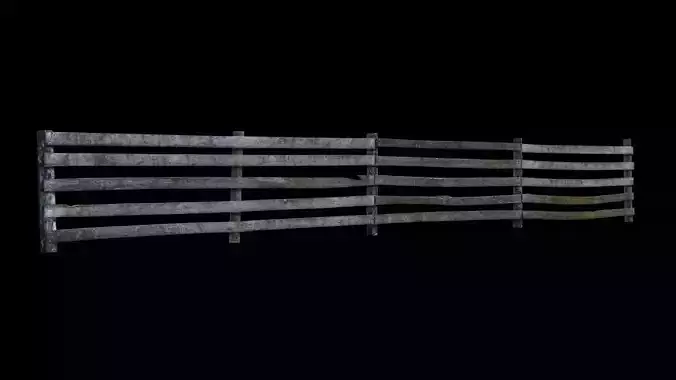 Old Farm Fence Low-poly 3D model