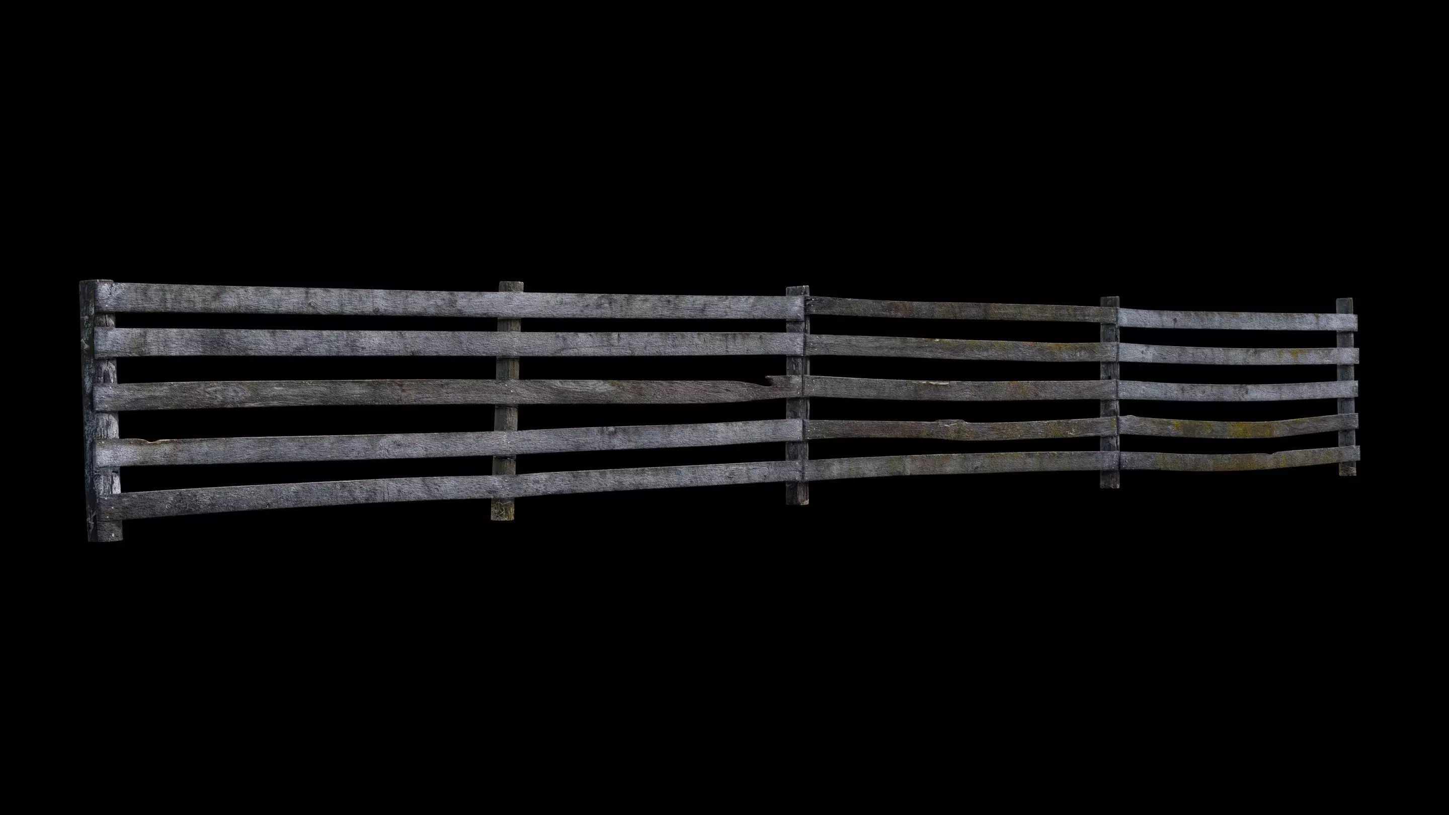 Old Farm Fence Low-poly 3D model_0