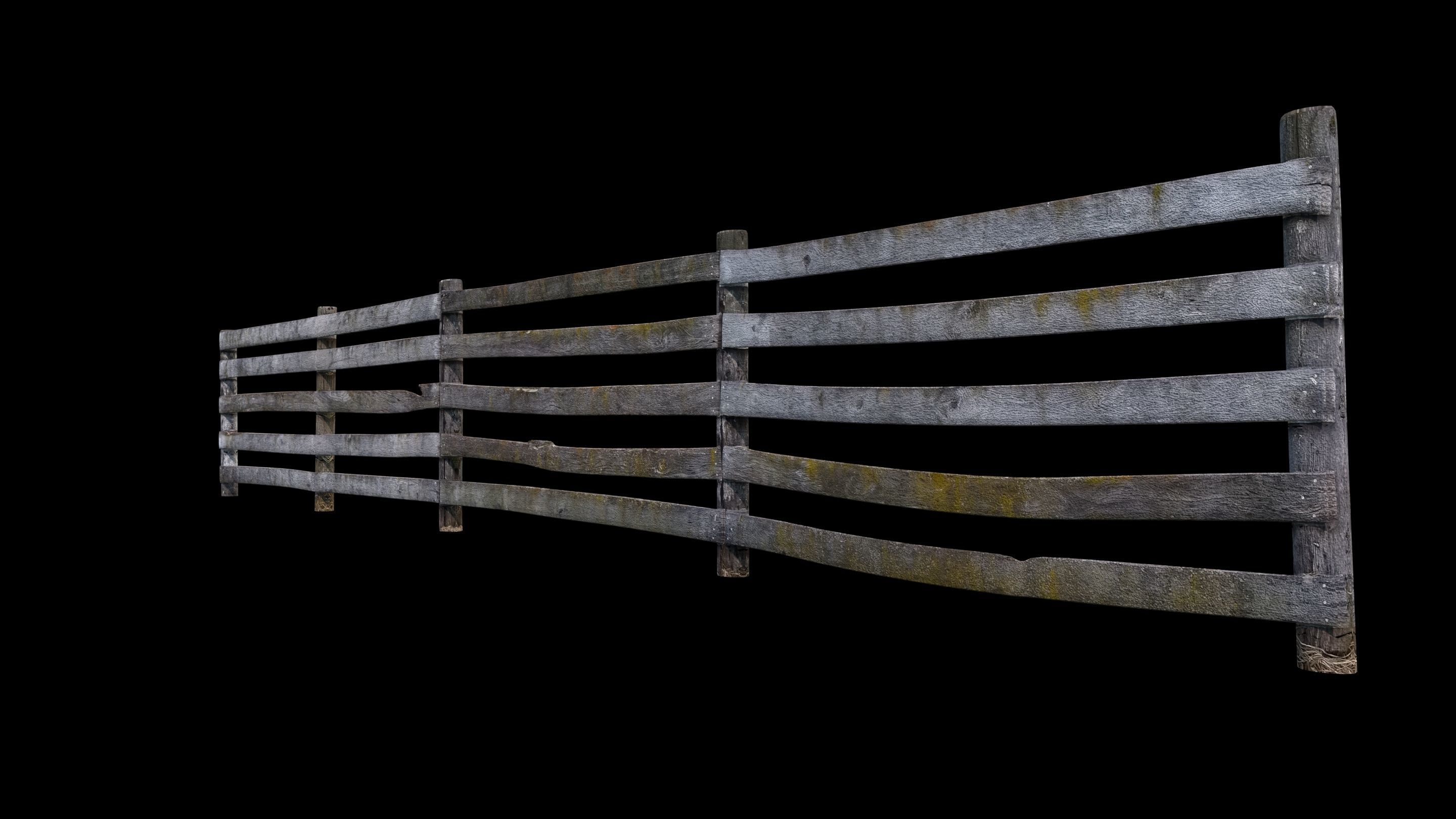 Old Farm Fence Low-poly 3D model_3