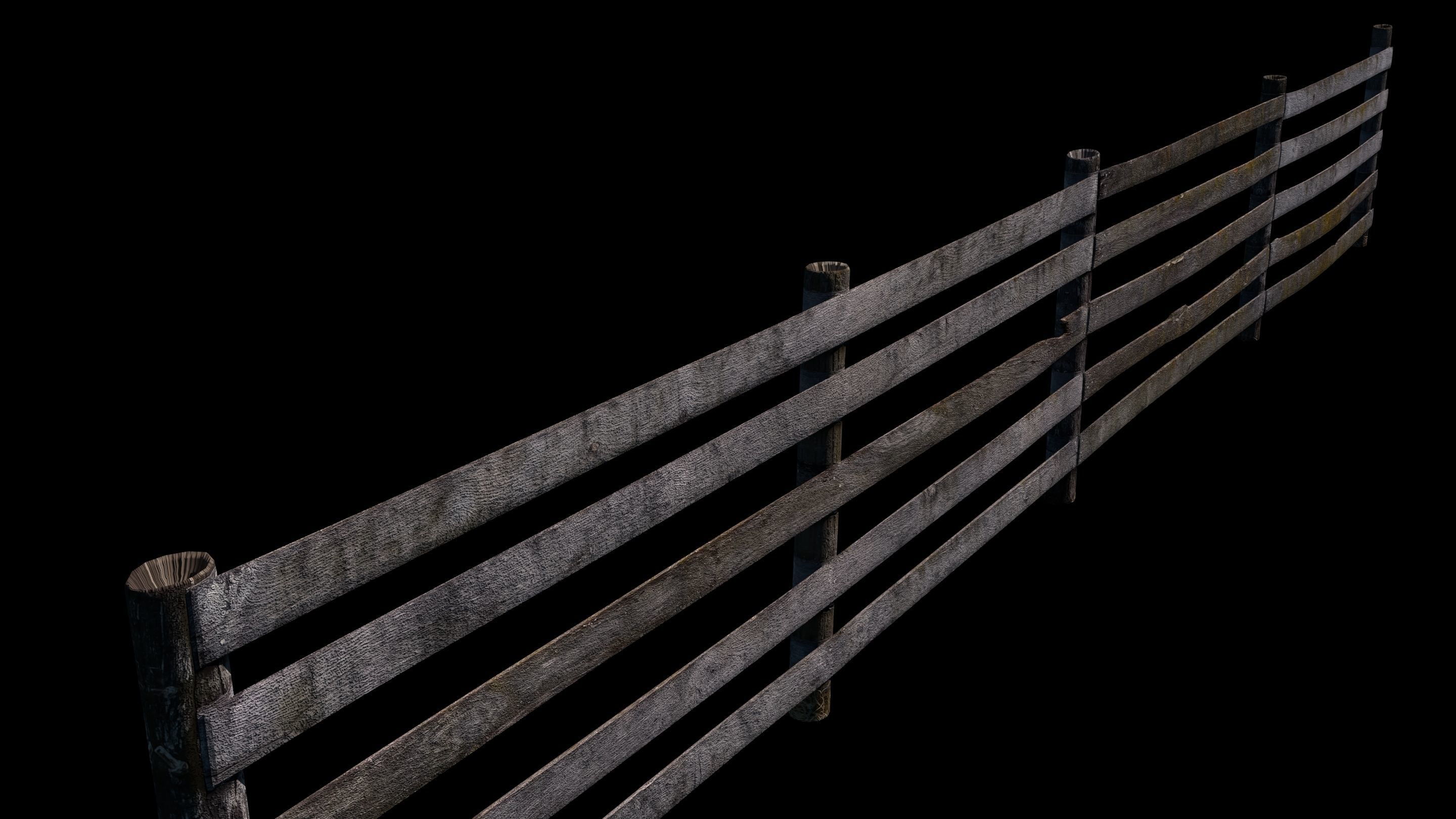 Old Farm Fence Low-poly 3D model_6