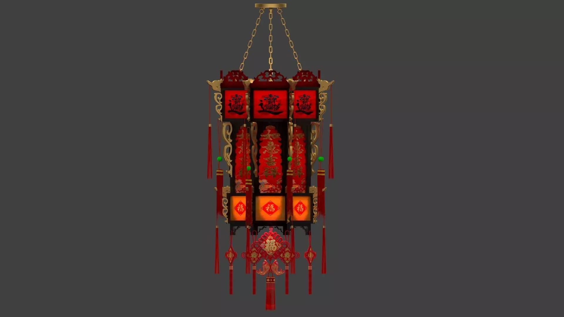 Chinese palace lantern 3D model_0