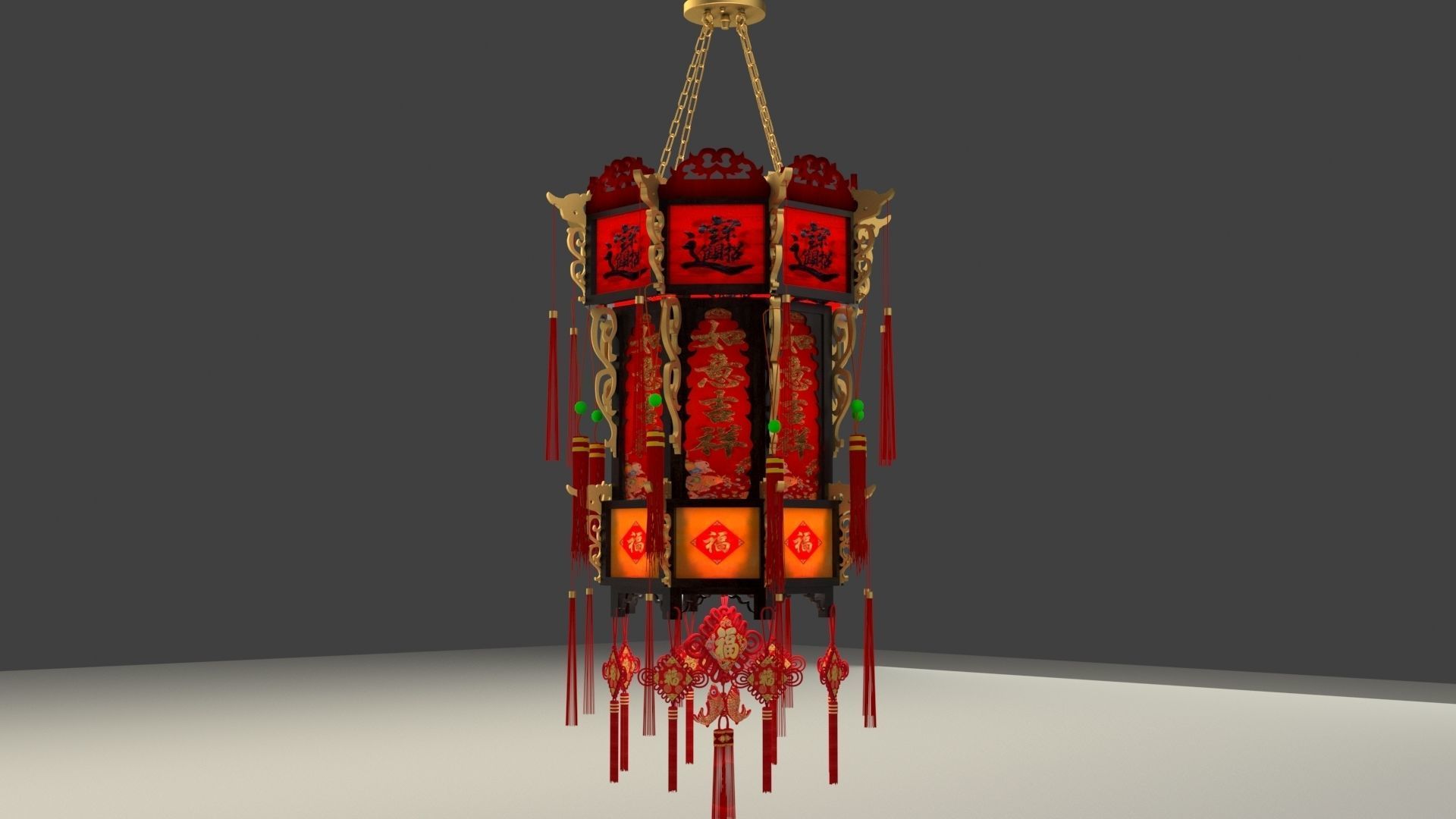 Chinese palace lantern 3D model_4